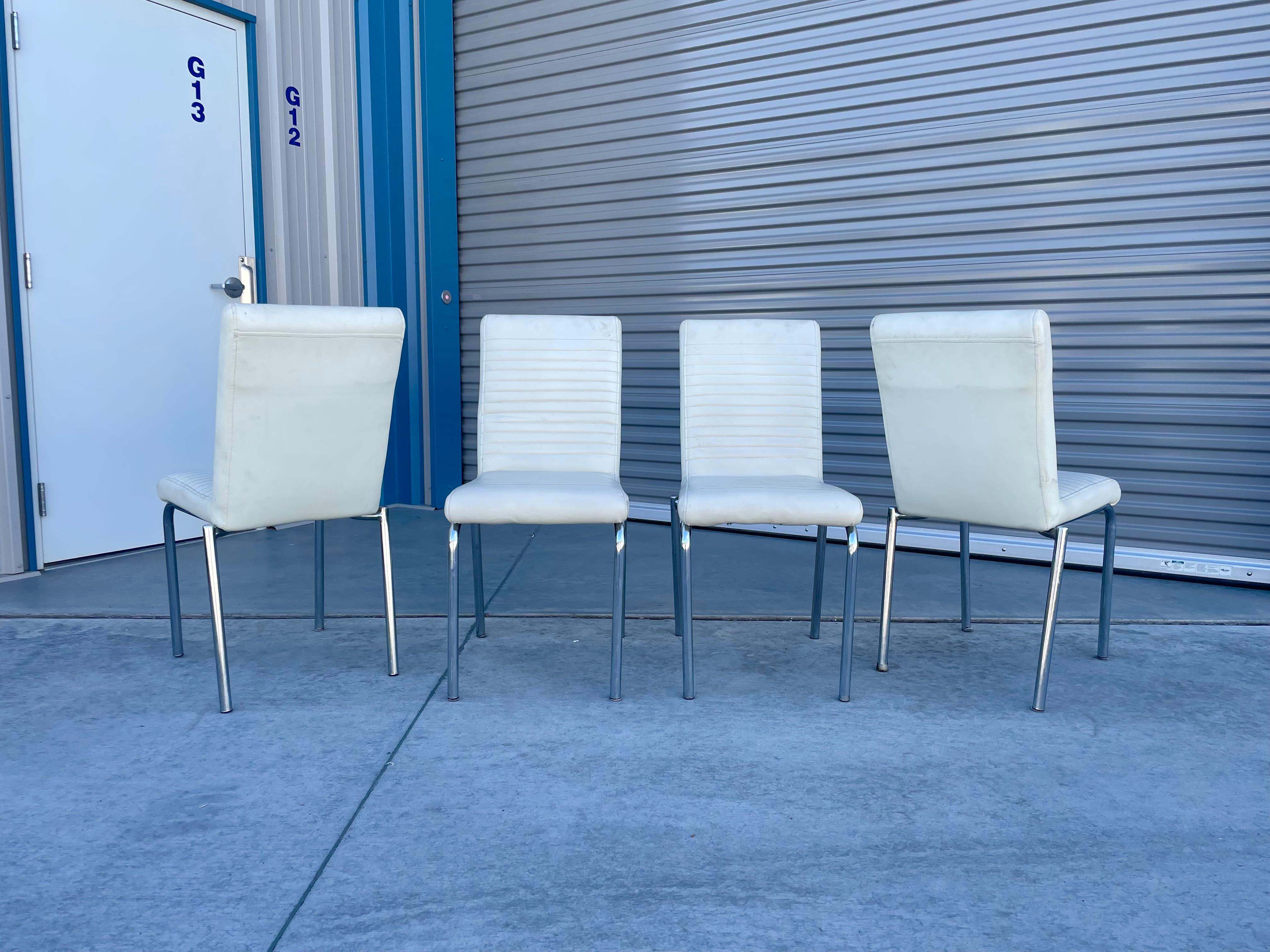 1970s Vintage Chrome Dining Chairs, Set of 4 In Good Condition For Sale In North Hollywood, CA