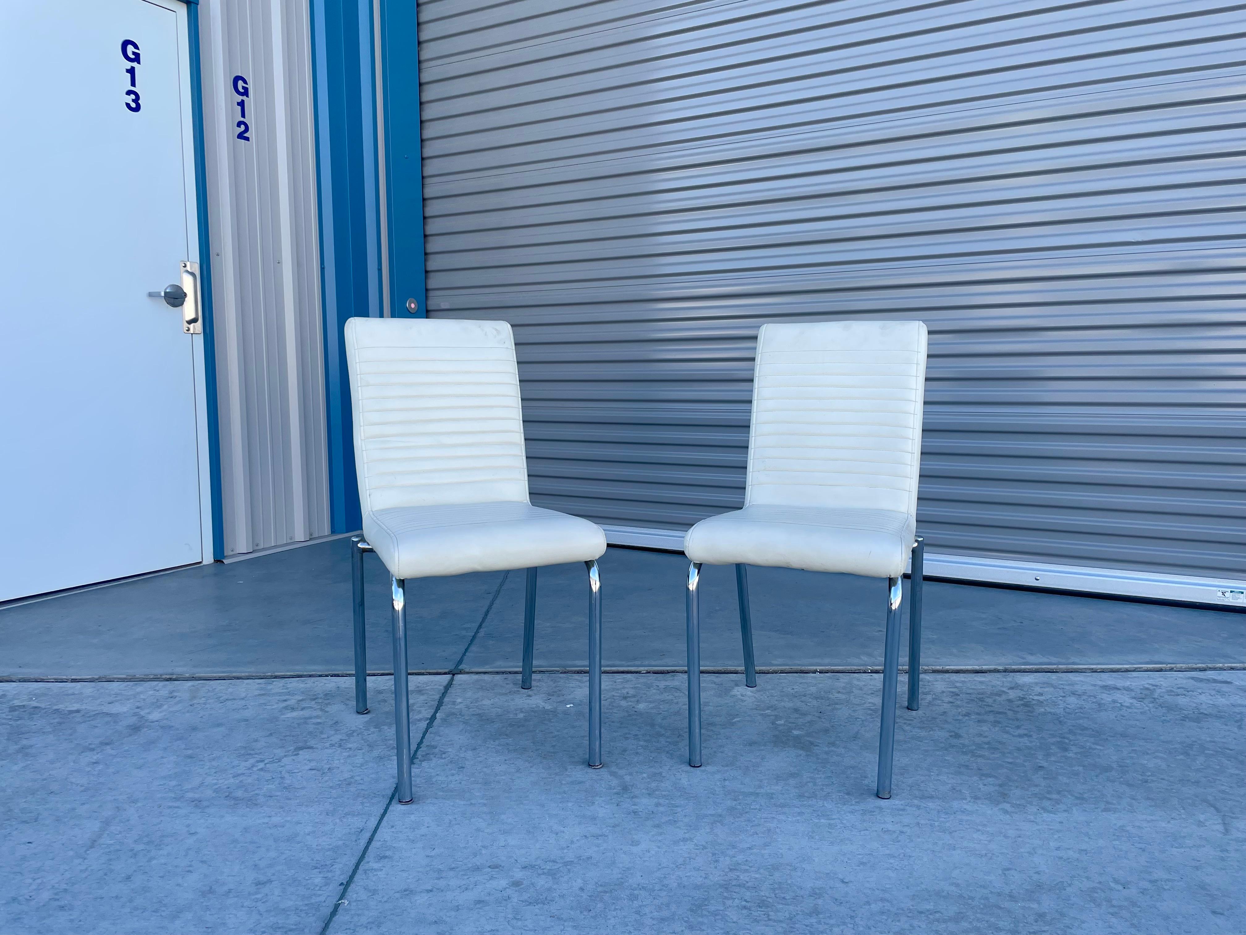 Late 20th Century 1970s Vintage Chrome Dining Chairs, Set of 4 For Sale