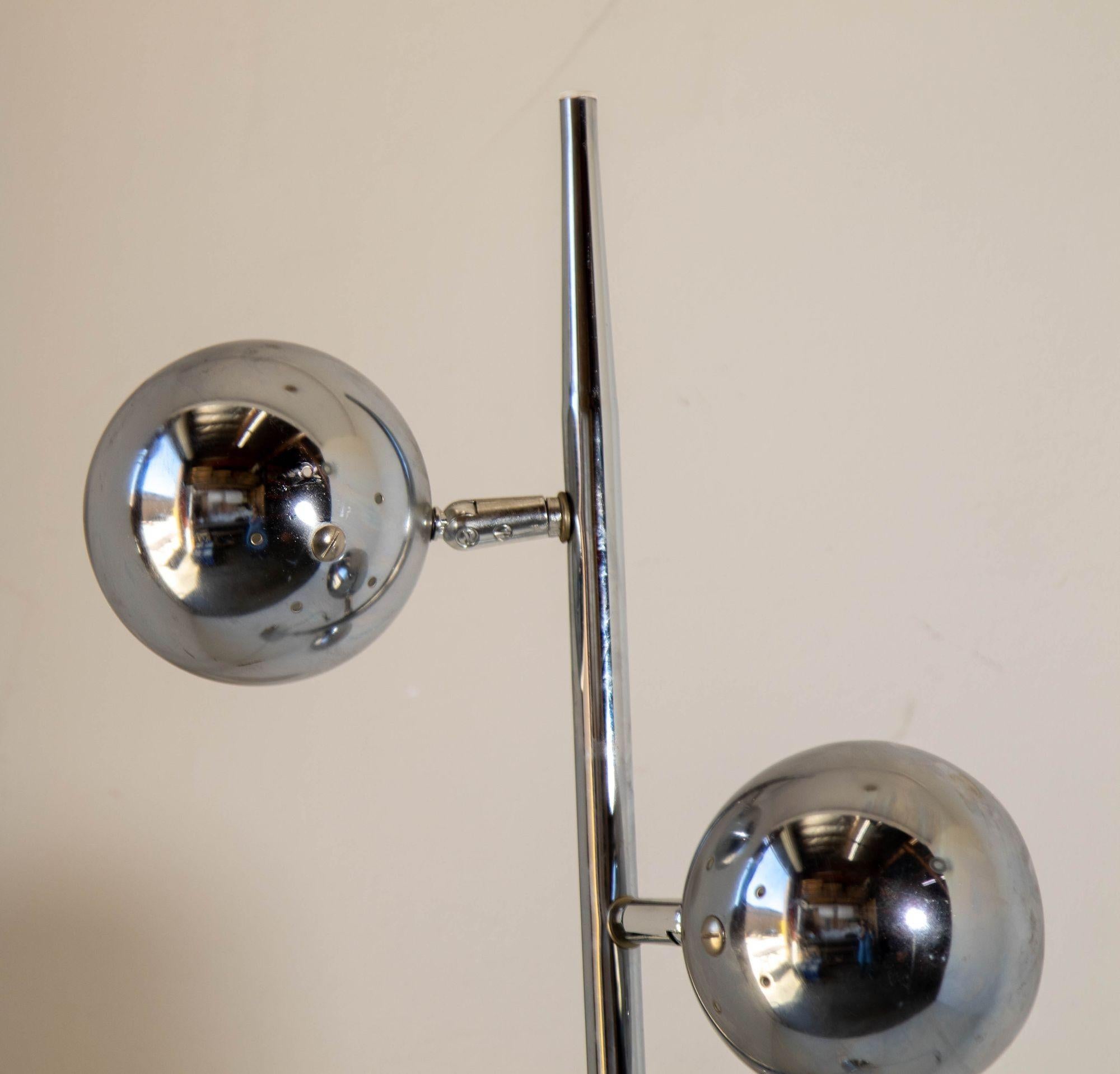 Lampadaire vintage à abat-jour Eyeball en chrome avec 3 abat-jour, années 1970 en vente 1