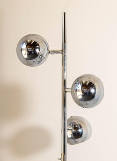1970s Vintage Chrome "Eyeball" Shade Floor Lamp with 3 Shades