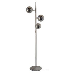 1970s Retro Chrome "Eyeball" Shade Floor Lamp with 3 Shades