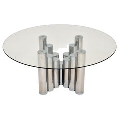 1970's Vintage Chrome & Glass Coffee Table by Pieff