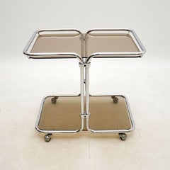1970s Vintage Chrome & Glass Drinks Trolley