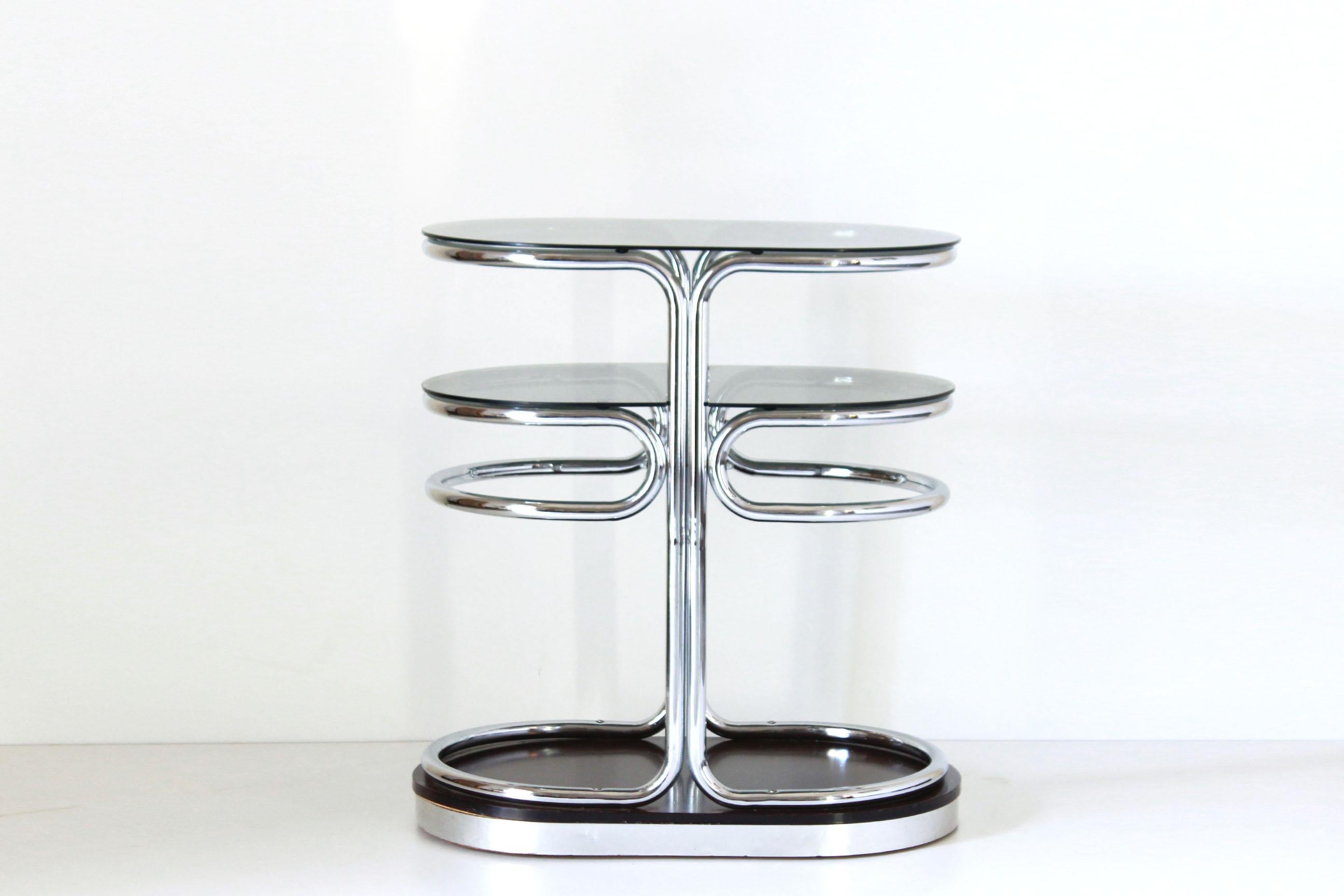 Abalone 1970s Vintage Chromed console and mirror Set in Italian Space Age Style