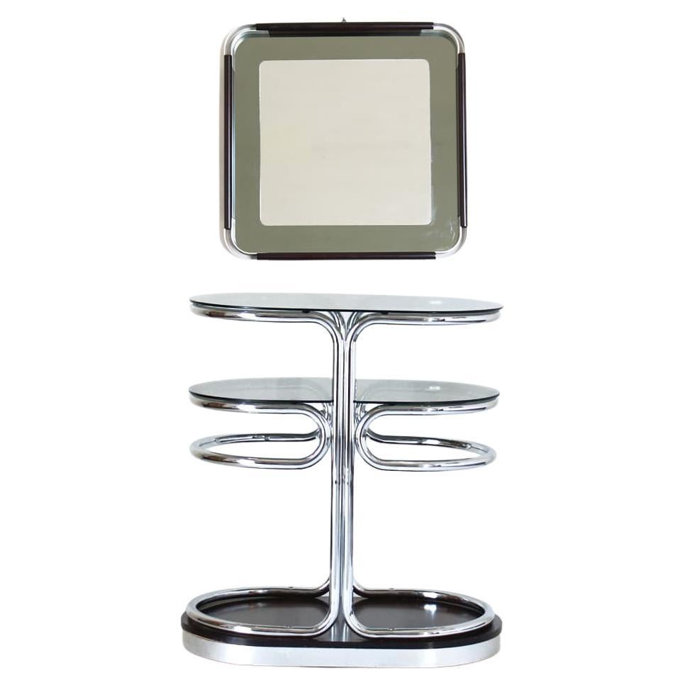 1970s Vintage Chromed console and mirror Set in Italian Space Age Style