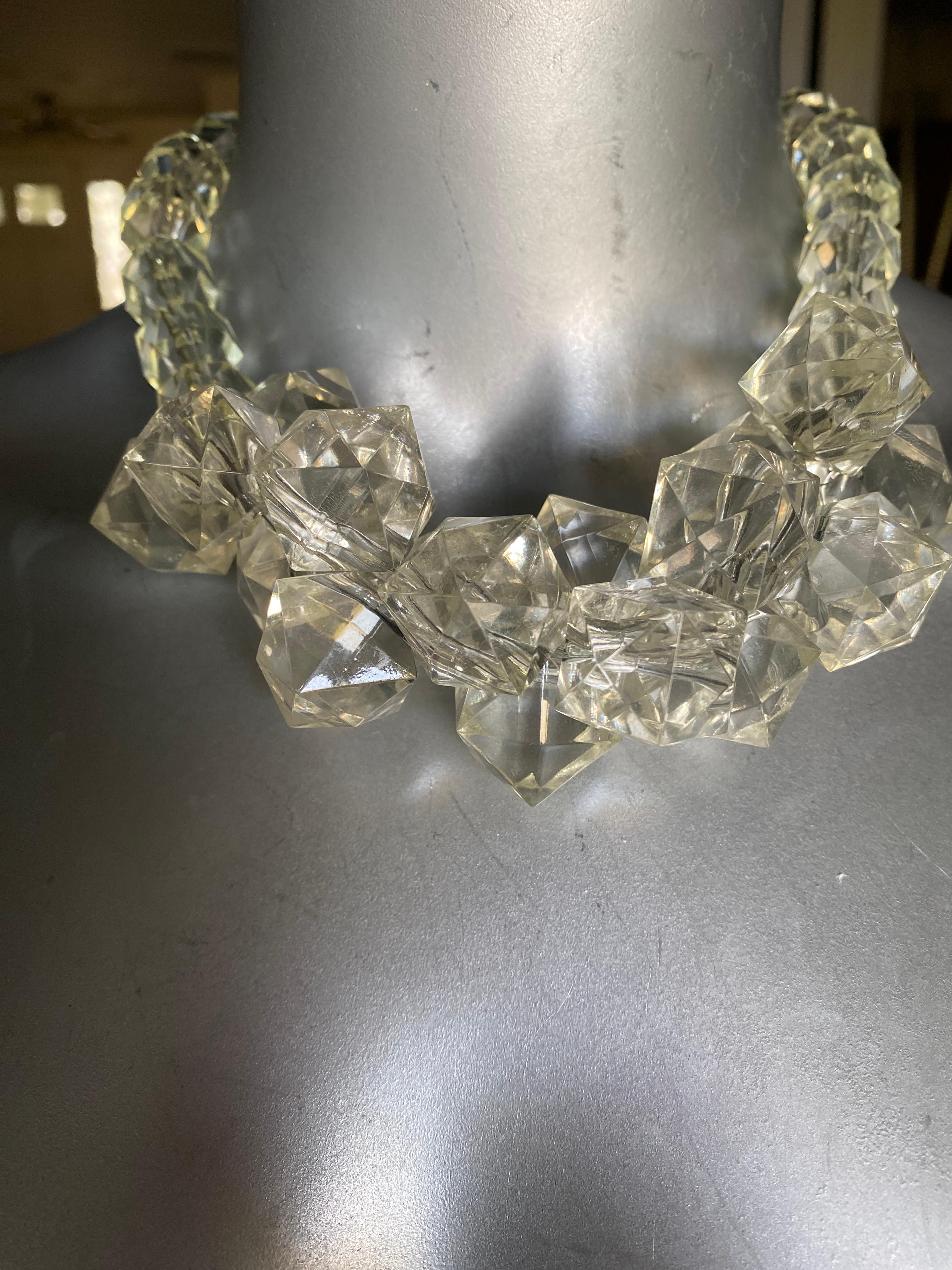 1970s Vintage Chunky Block Lucite Statement Necklace For Sale at 1stDibs