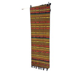 1970s Vintage Colorful African Table Runner Tapestry Textile Art