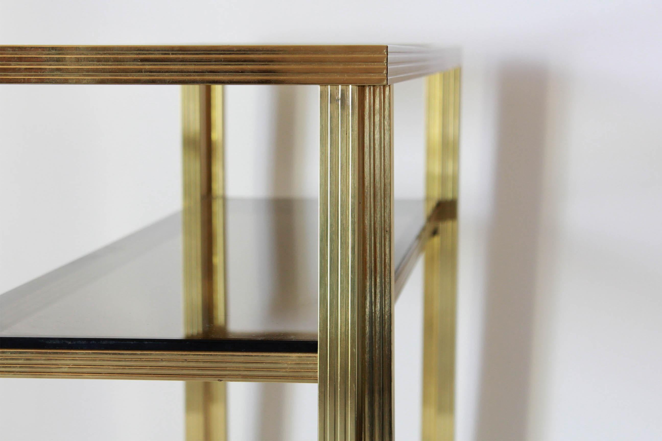 1970s Vintage Consolle Table with Goldenrod Structure and Smoked Glass 4