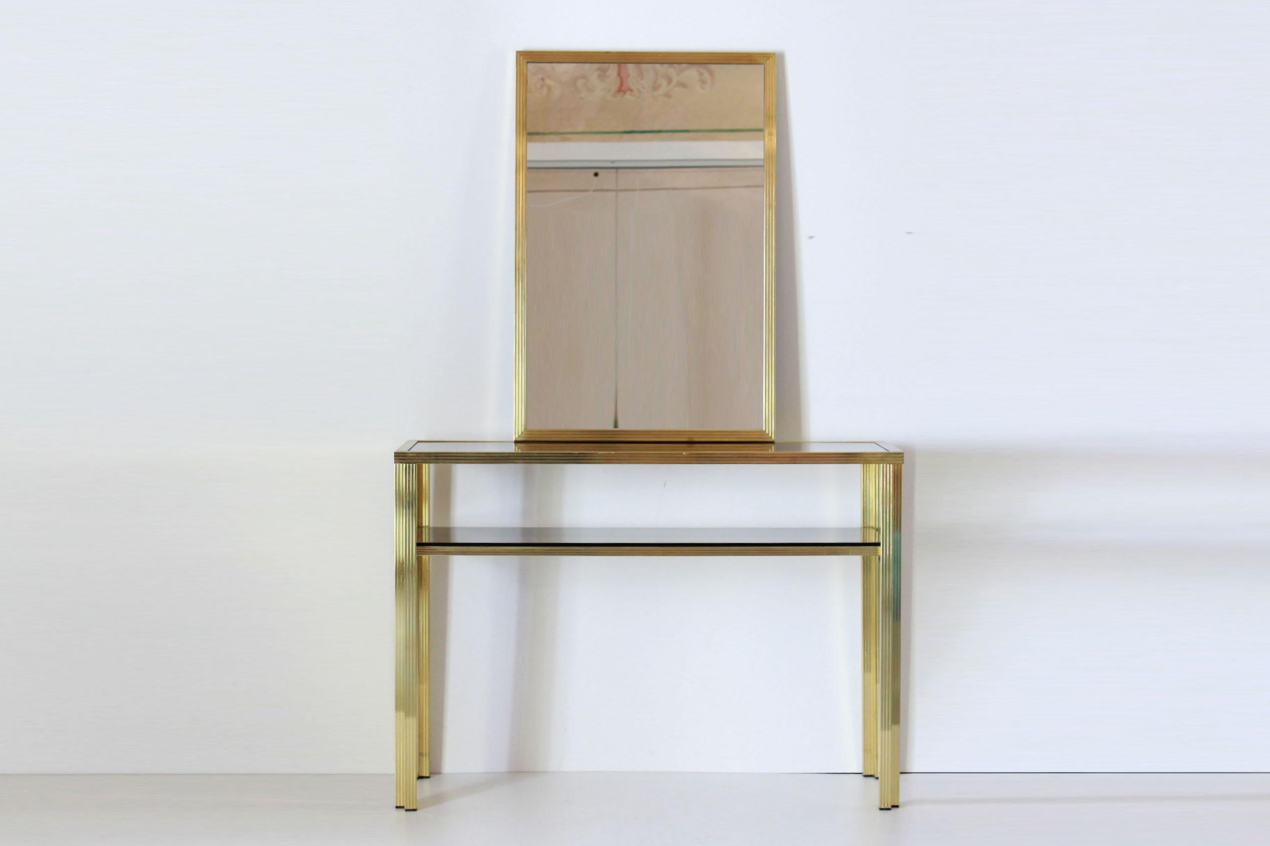 1970s Vintage Consolle Table with Goldenrod Structure and Smoked Glass 8