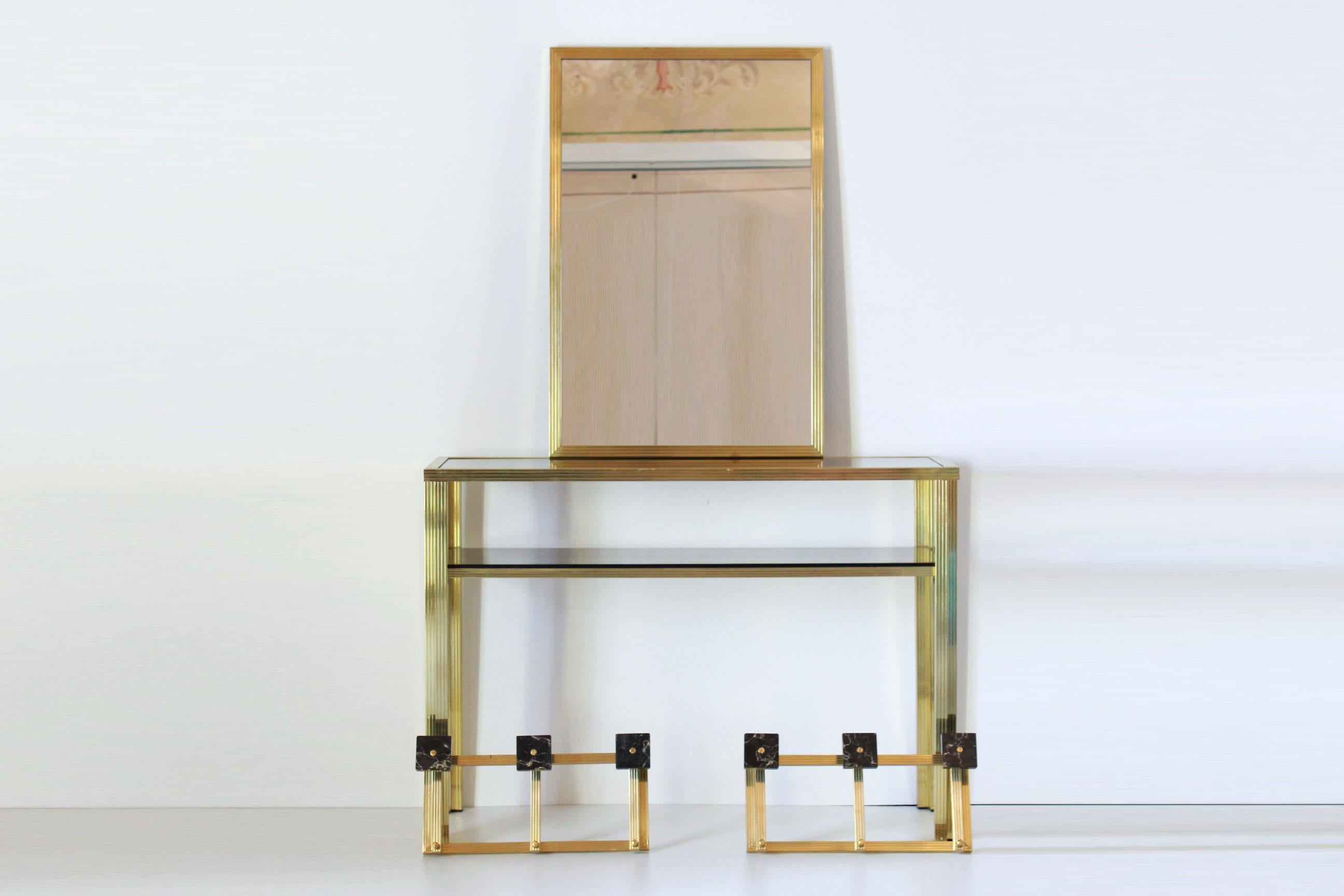 1970s Vintage Consolle Table with Goldenrod Structure and Smoked Glass 9