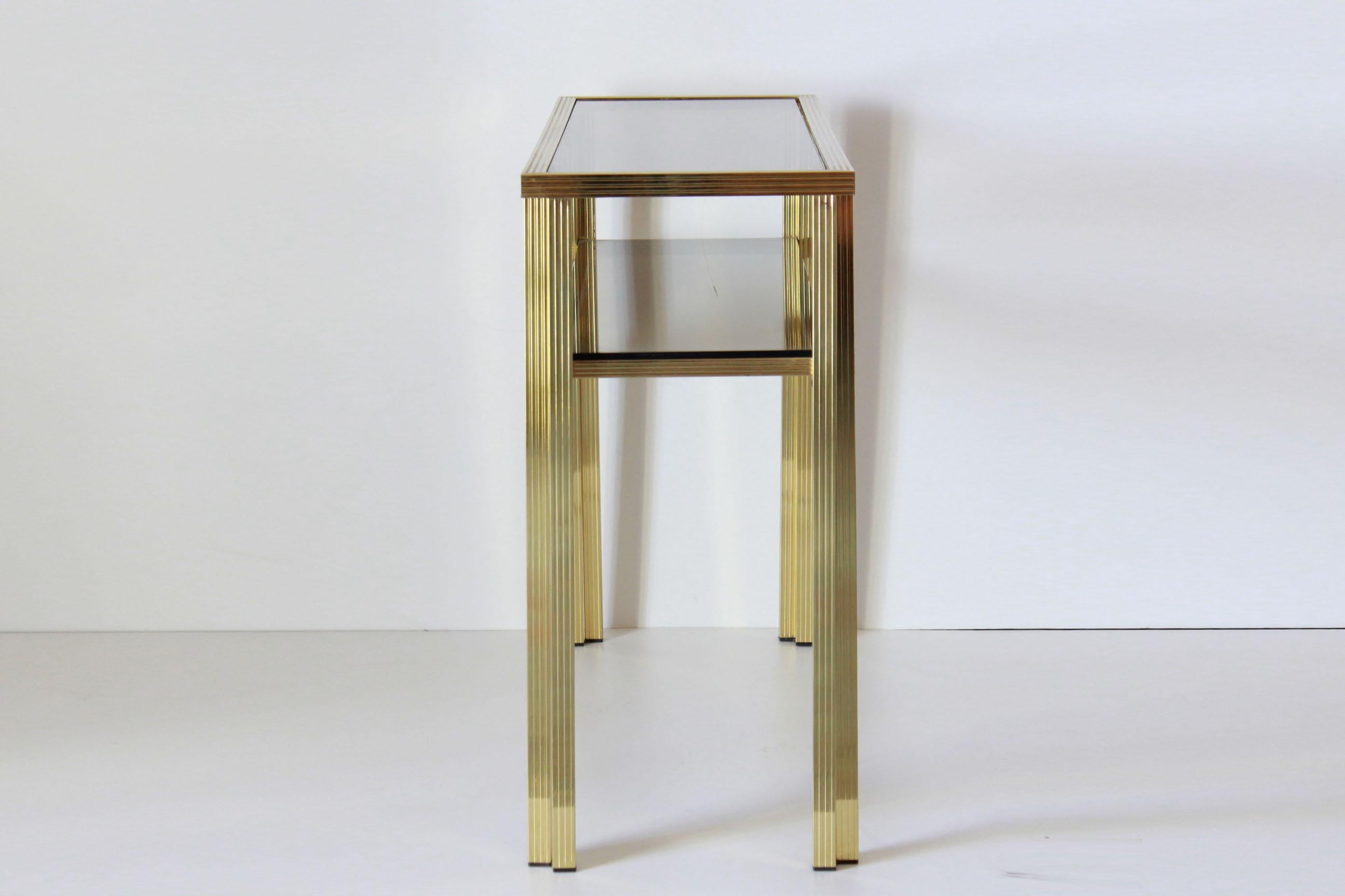 1970s Vintage Consolle Table with Goldenrod Structure and Smoked Glass 2