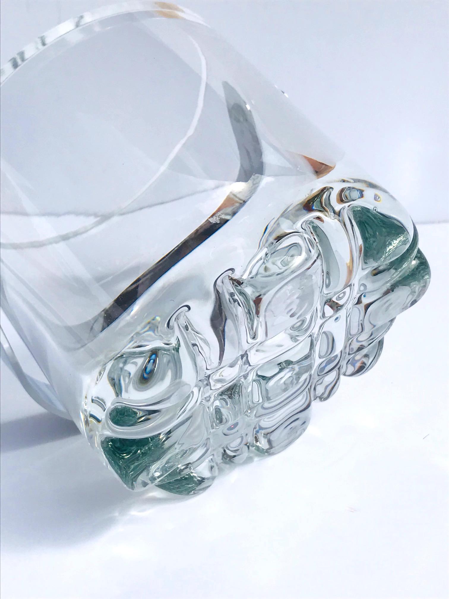1970s Vintage Crystal Ice Bucket with Ice Glass Design 3