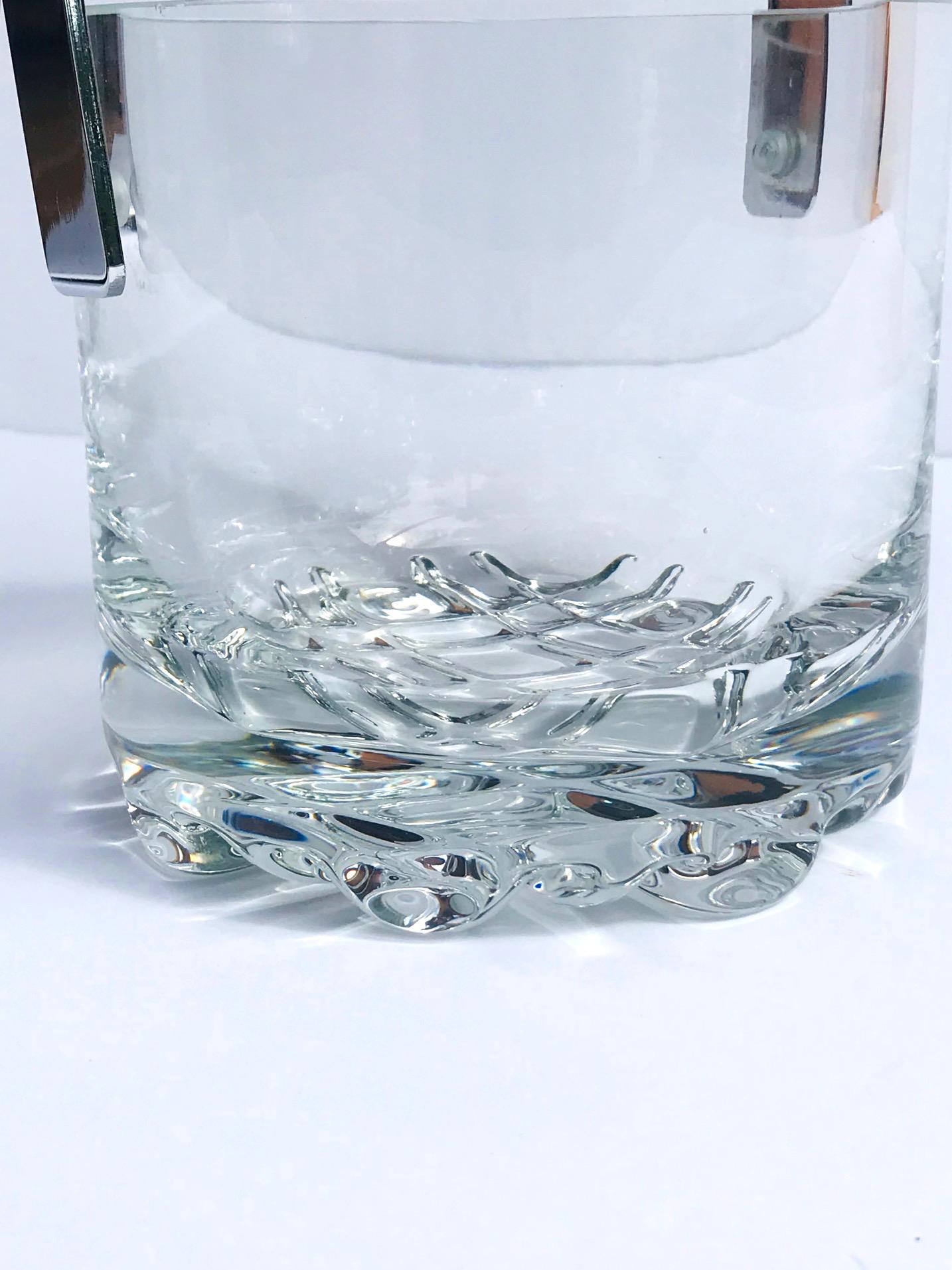 1970s Vintage Crystal Ice Bucket with Ice Glass Design 4
