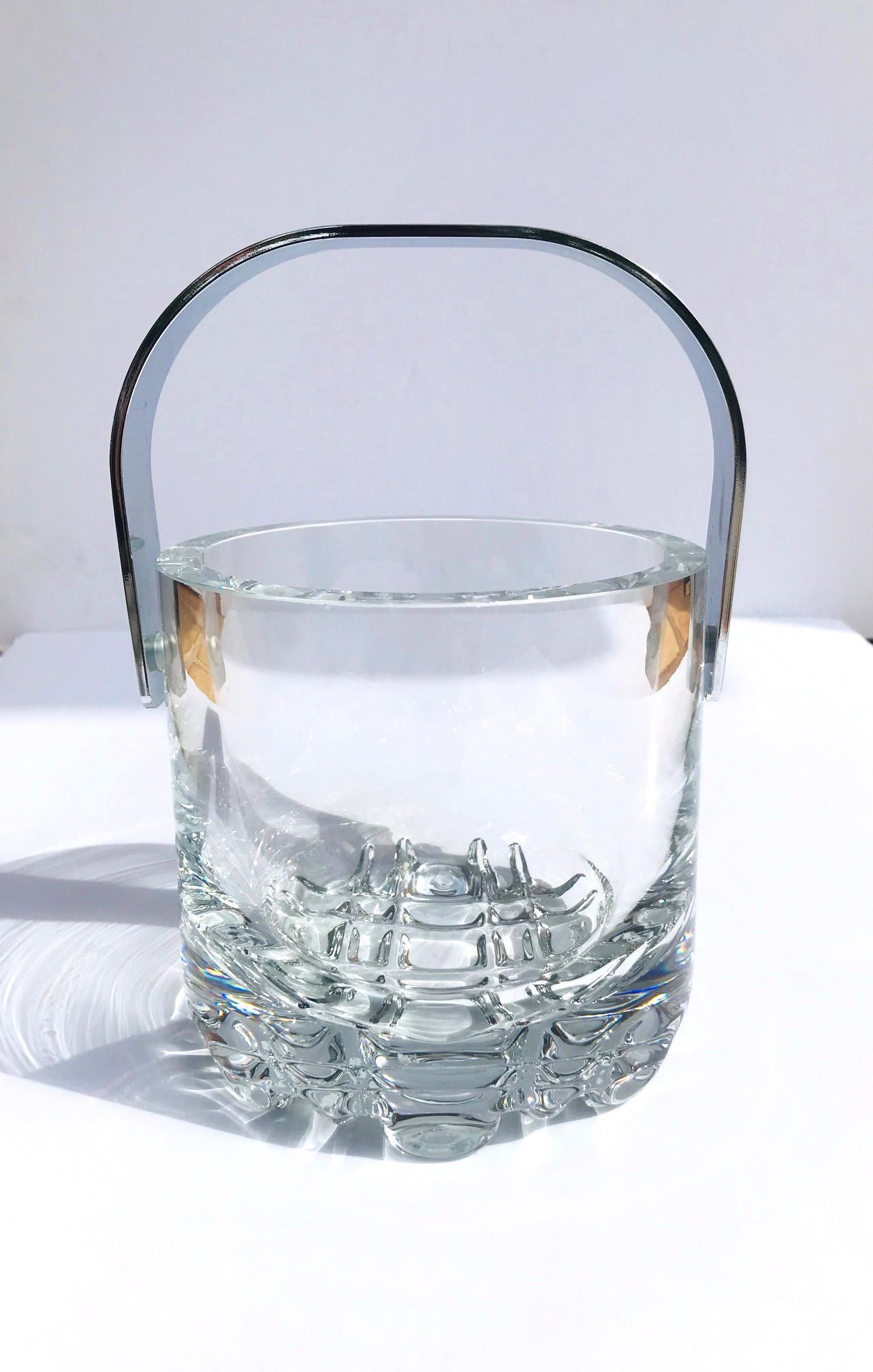 1970s Vintage Crystal Ice Bucket with Ice Glass Design 5
