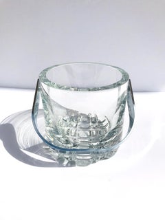 1970s Vintage Crystal Ice Bucket with Ice Glass Design