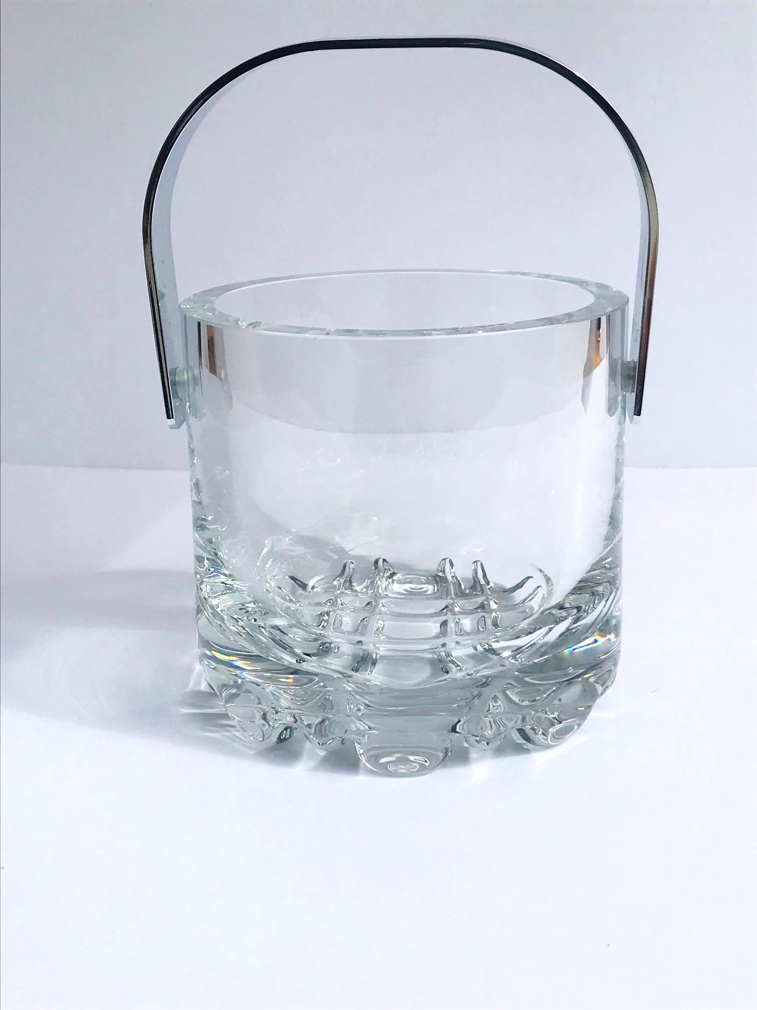 1970s Vintage Crystal Ice Bucket with Ice Glass Design 1