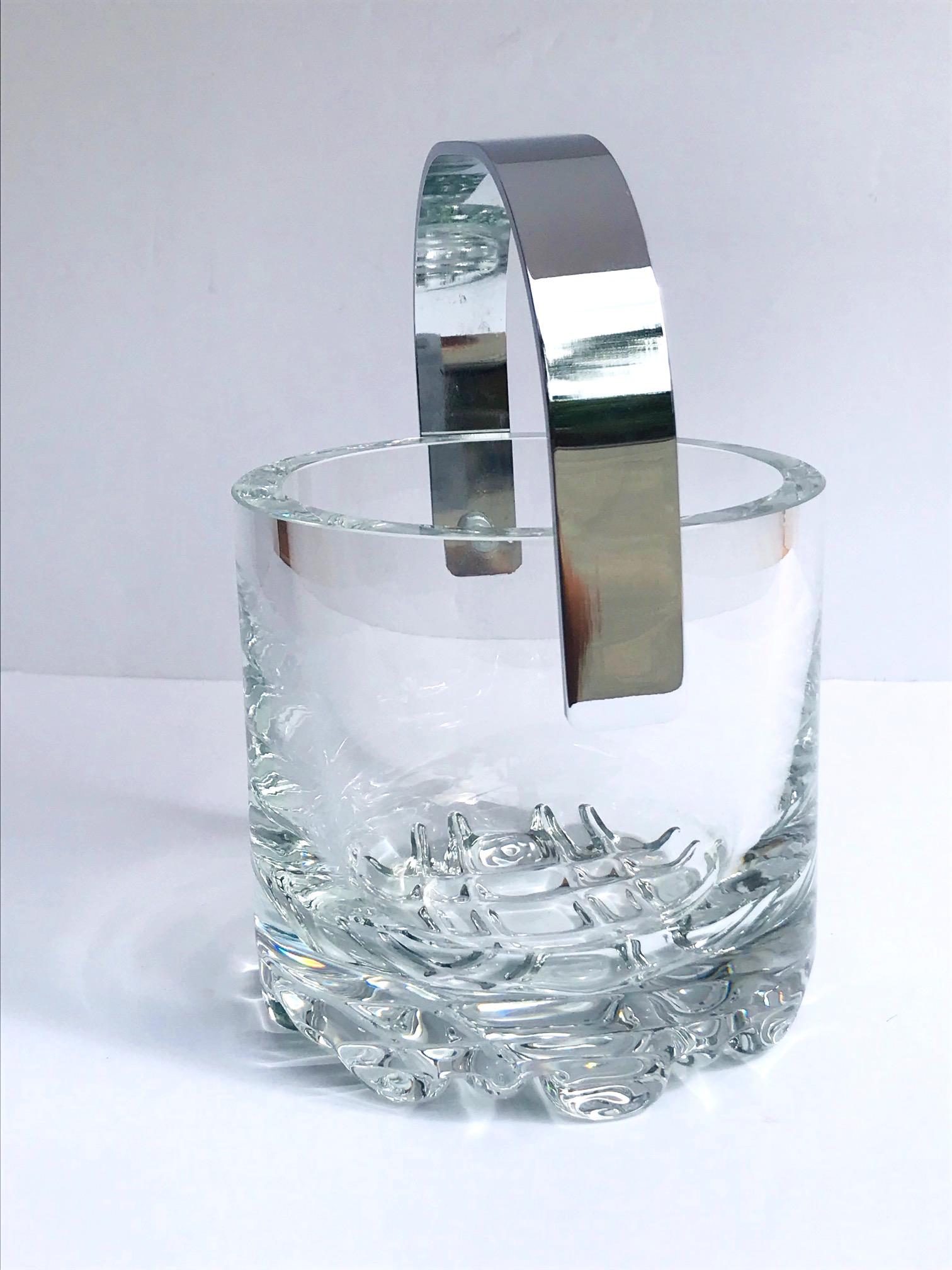 1970s Vintage Crystal Ice Bucket with Ice Glass Design 2