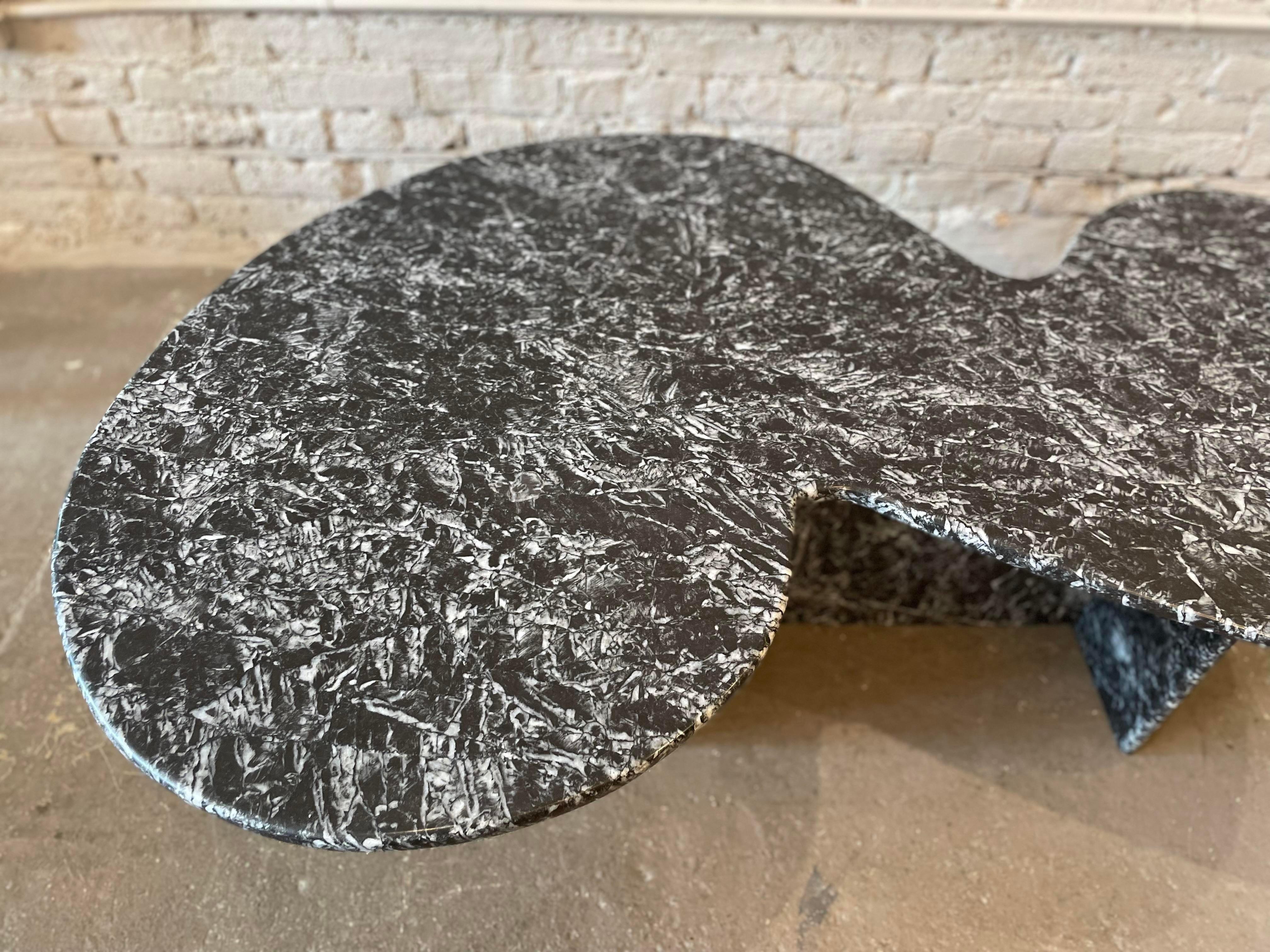 1970s Vintage Custom Made Black and White Marble Coffee Table Nero Marquina For Sale 4