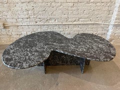 1970s Vintage Custom Made Black and White Marble Coffee Table Nero Marquina