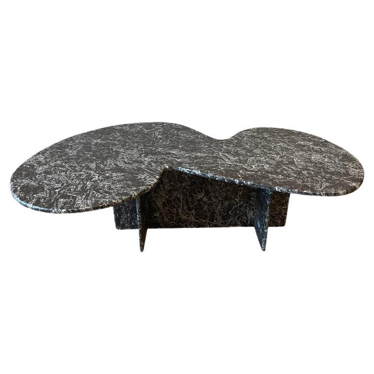1970s Vintage Custom Made Black and White Marble Coffee Table Nero Marquina