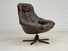 Fauteuil danois vintage en cuir par H.W.Klein, état d'origine, années 1970