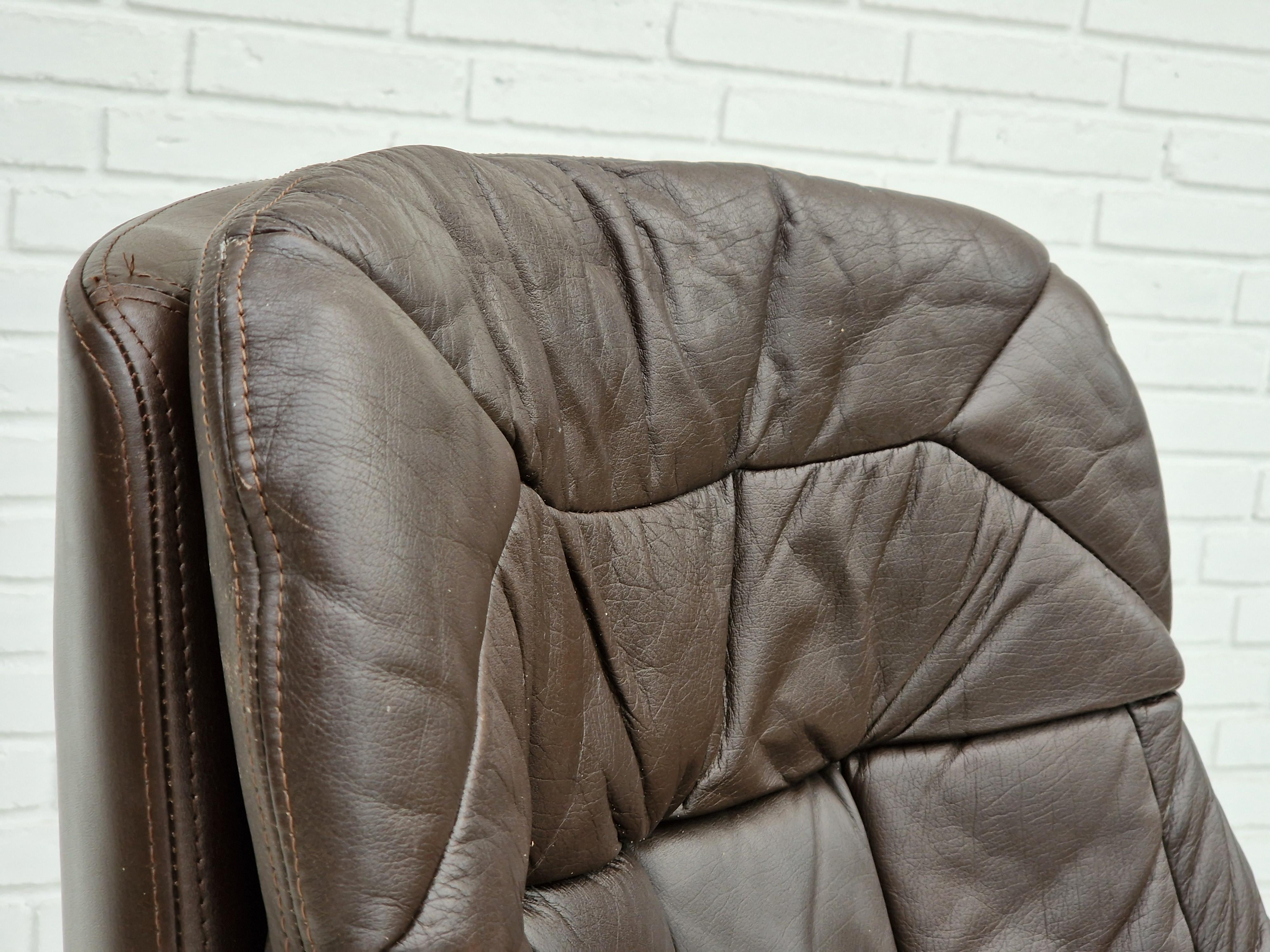 Leather 1970s, Vintage Danish leather armchair by H.W.Klein, original condition. For Sale