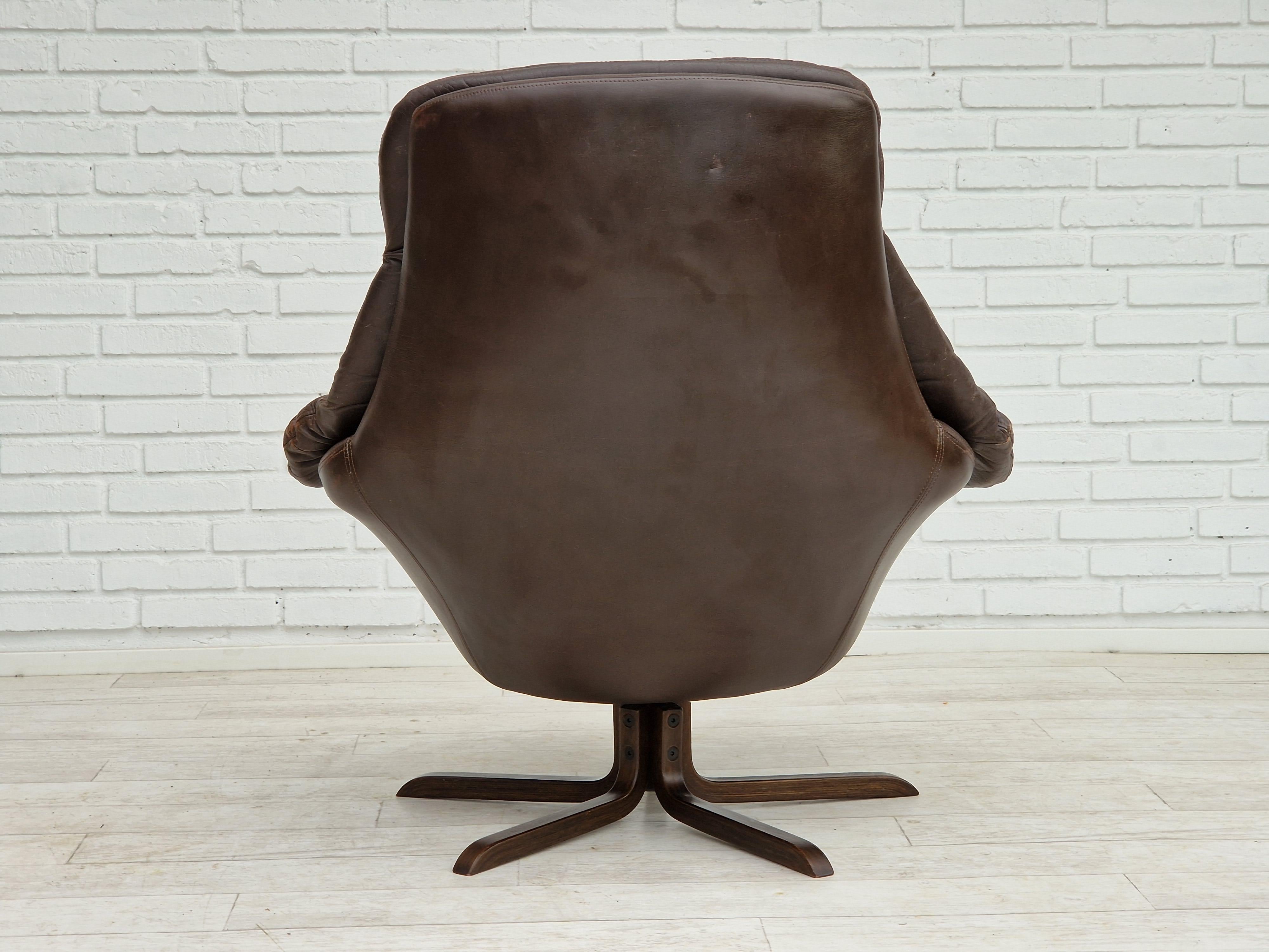 1970s, Vintage Danish leather armchair by H.W.Klein, original condition. For Sale 2