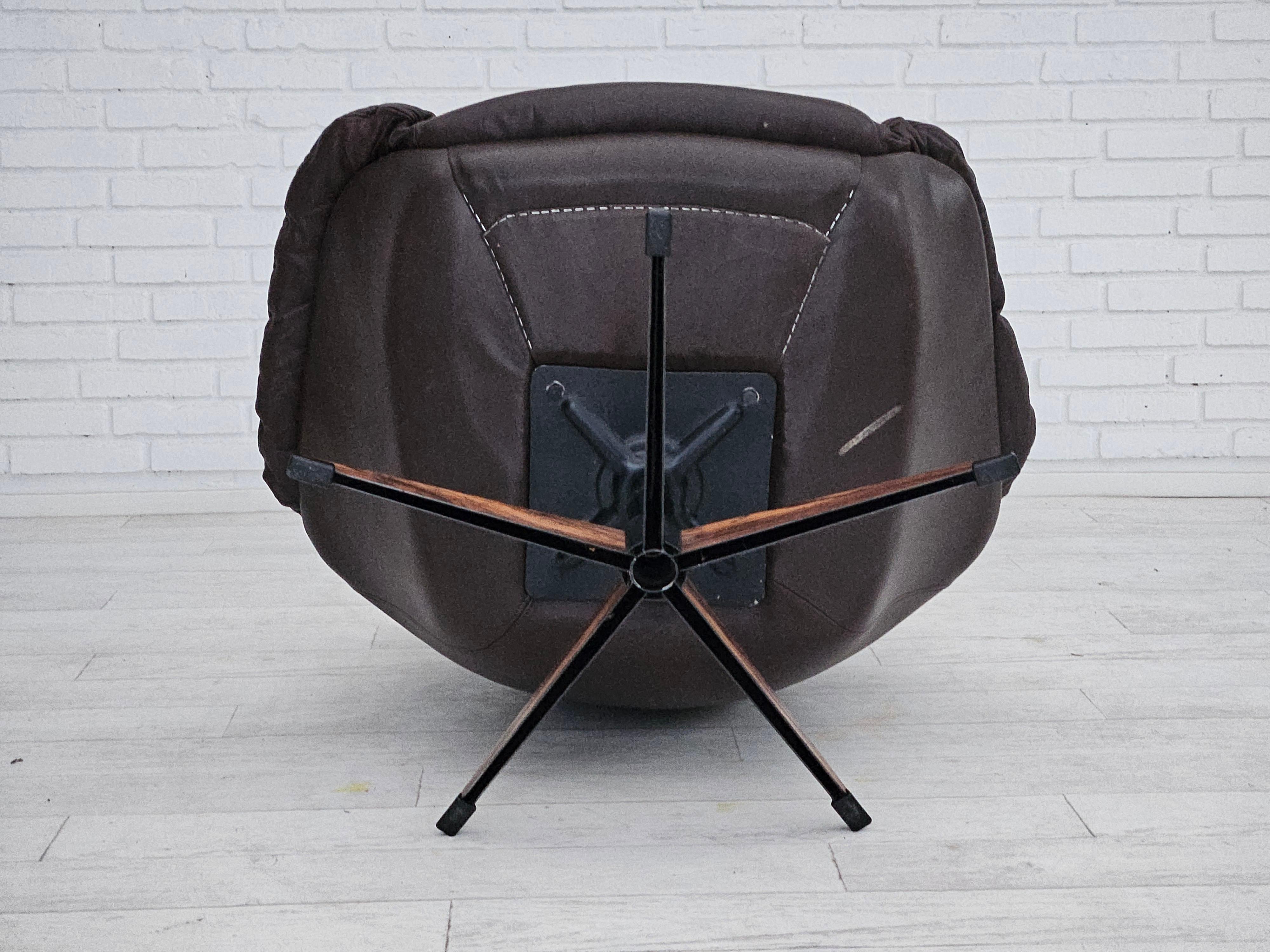 1970s, Vintage Danish leather armchair by H.W.Klein, original good condition. For Sale 11