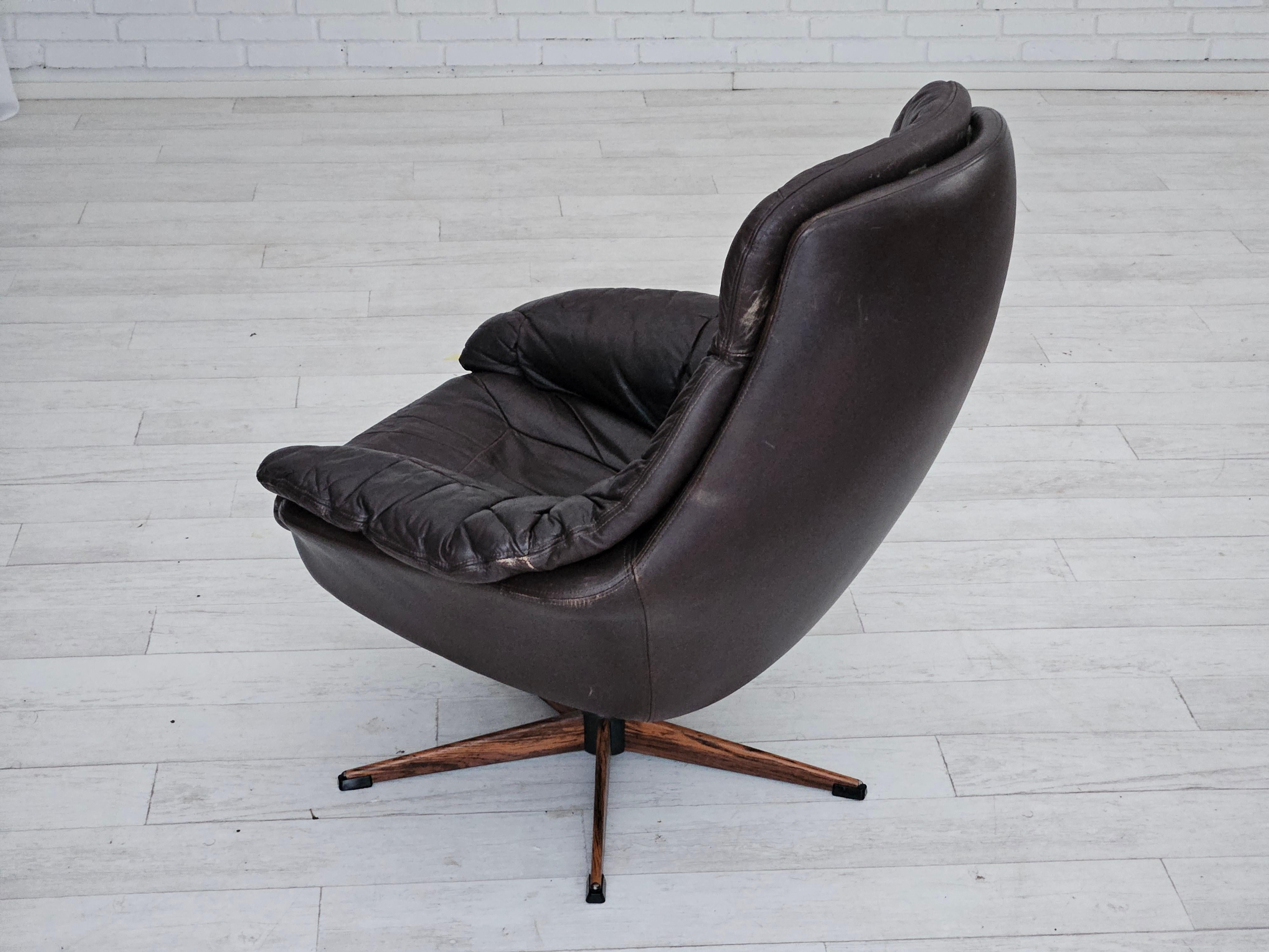 1970s, Vintage Danish leather armchair by H.W.Klein, original good condition. For Sale 1