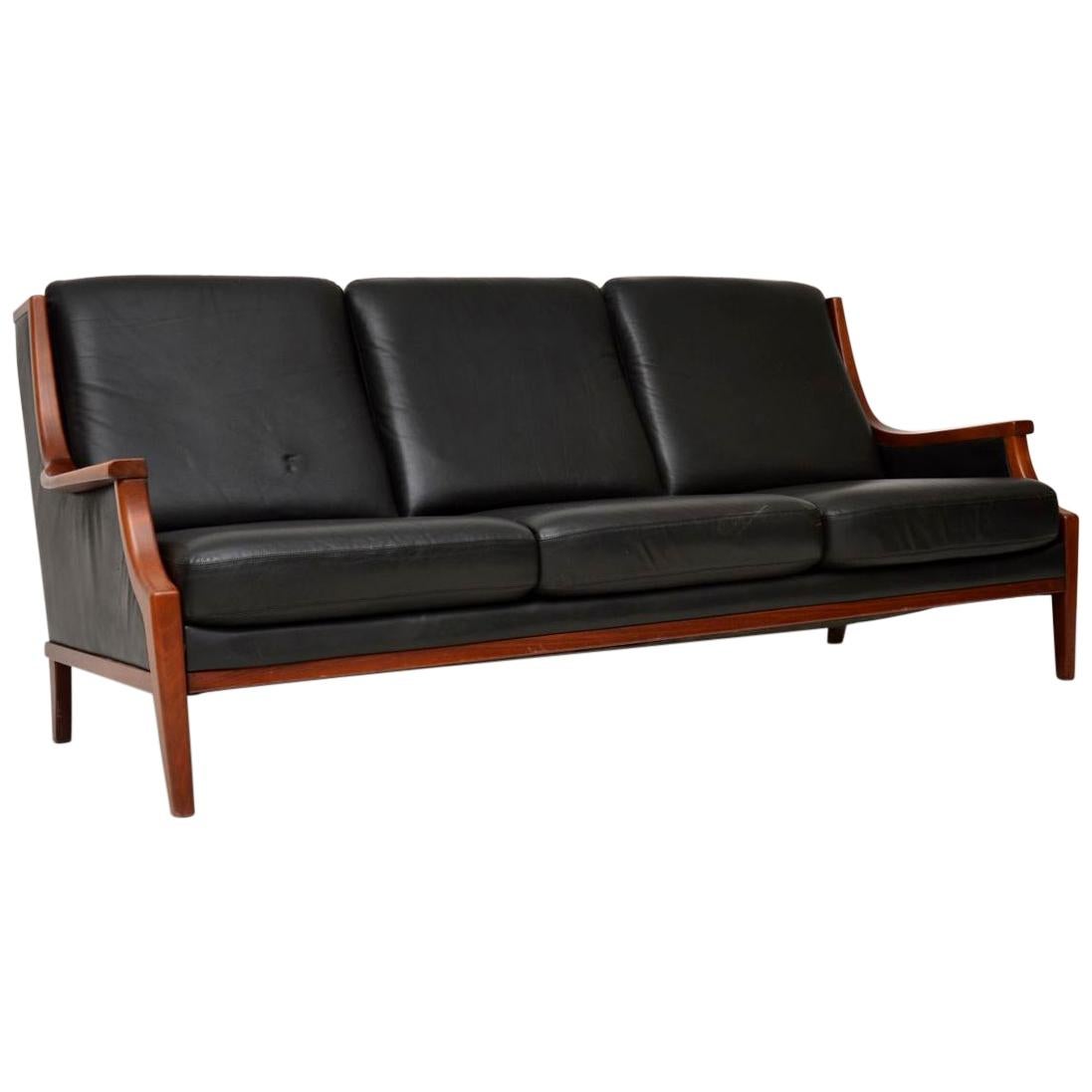 1970s Vintage Danish Leather Sofa