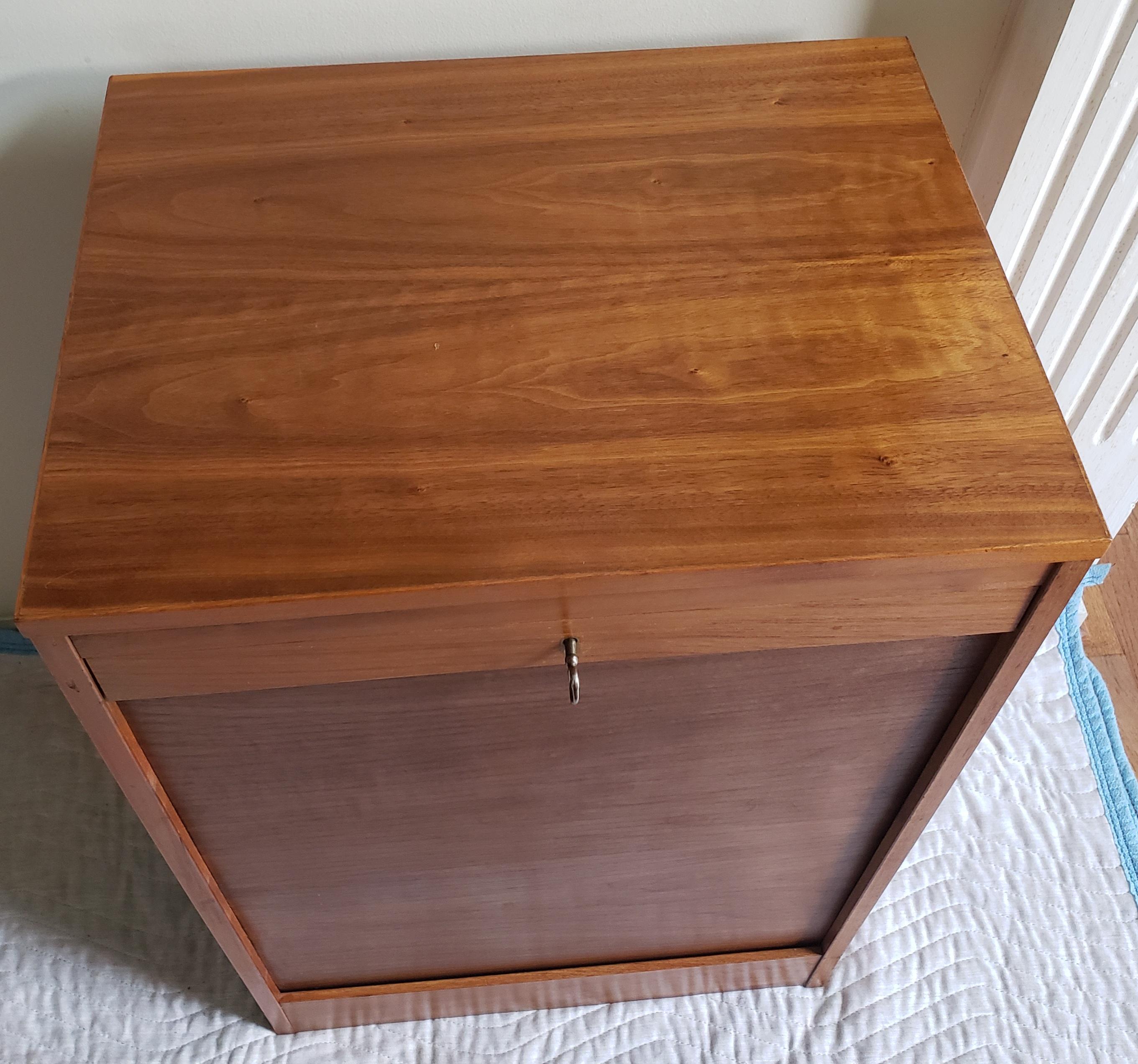 1970s Vintage Danish Modern 7-Drawer Teak Tambour Door Cabinets with Lock 6