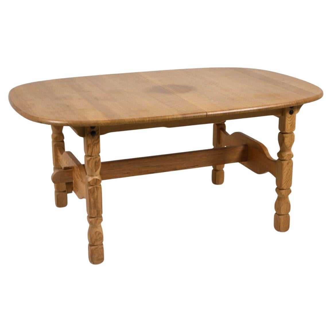 1970s Vintage Danish Oval Oak Dining Table in Manner of Henning Kjærnulf For Sale