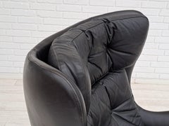 1970s, Vintage Danish Swivel Leather Armchair, Egg Form, Original Condition