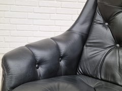 1970s, Vintage Danish swivel leather armchair, original condition