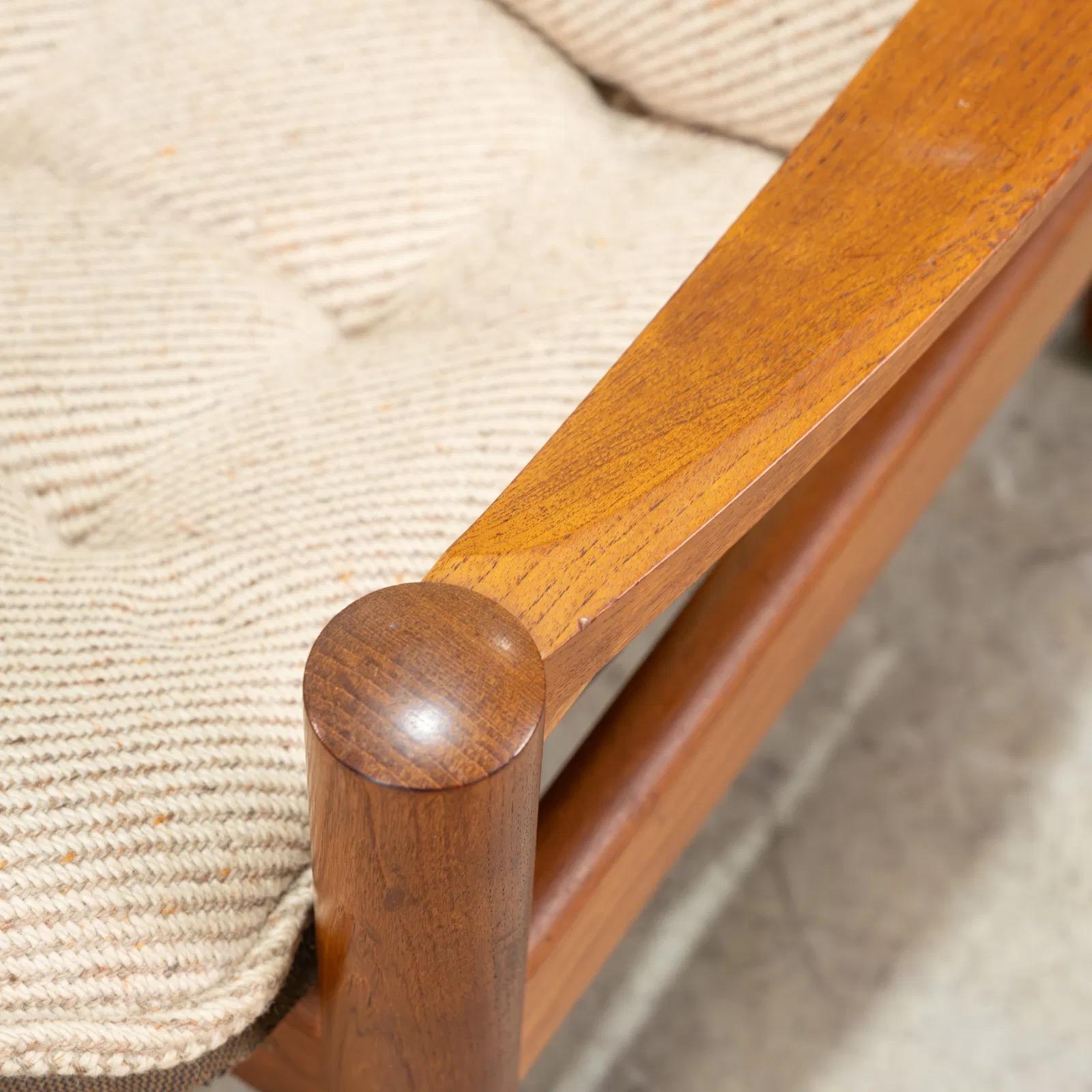 Mid-Century Modern 1970s Vintage Danish Teak High-Back Lounge Chair by Domino Mobler For Sale