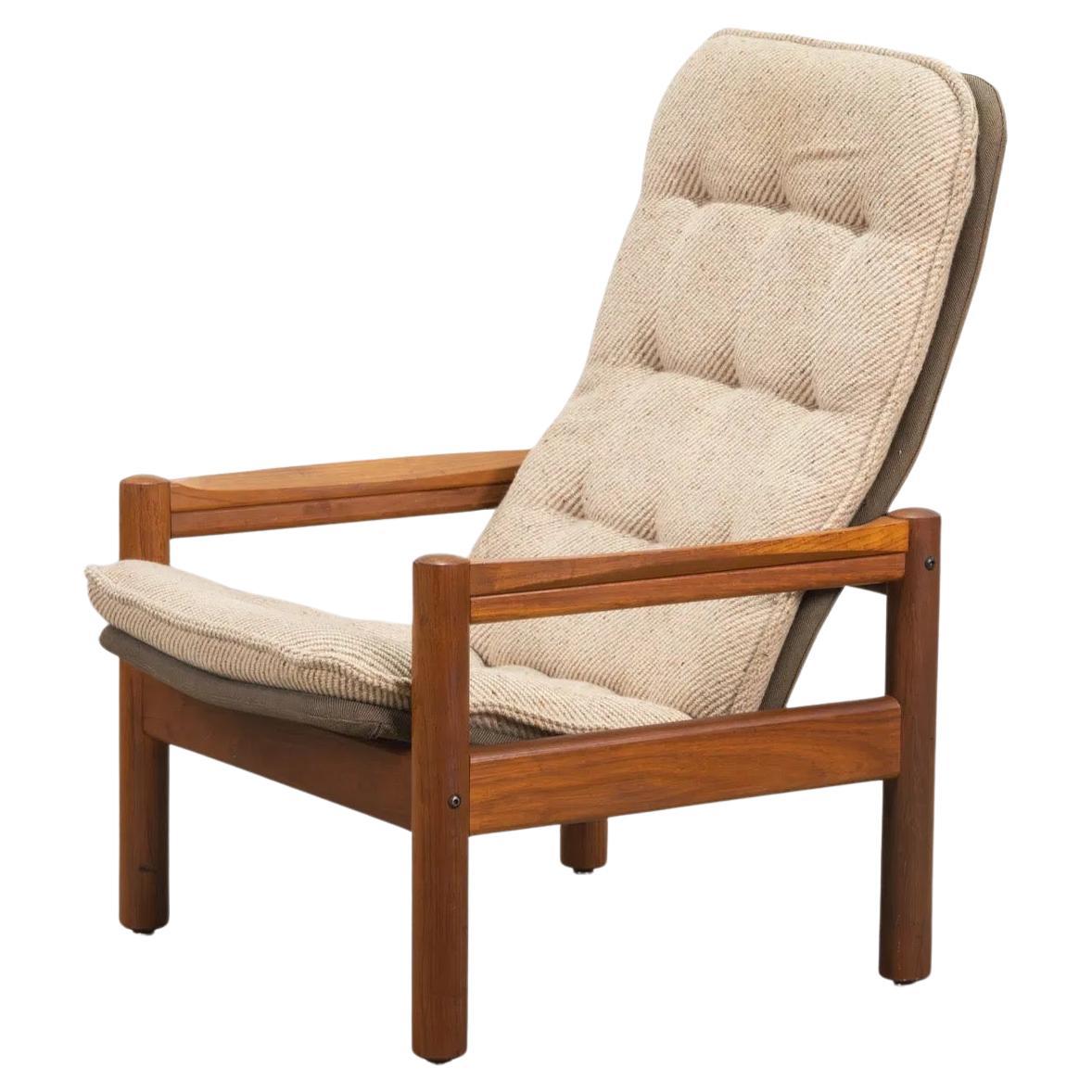 1970s Vintage Danish Teak High-Back Lounge Chair by Domino Mobler