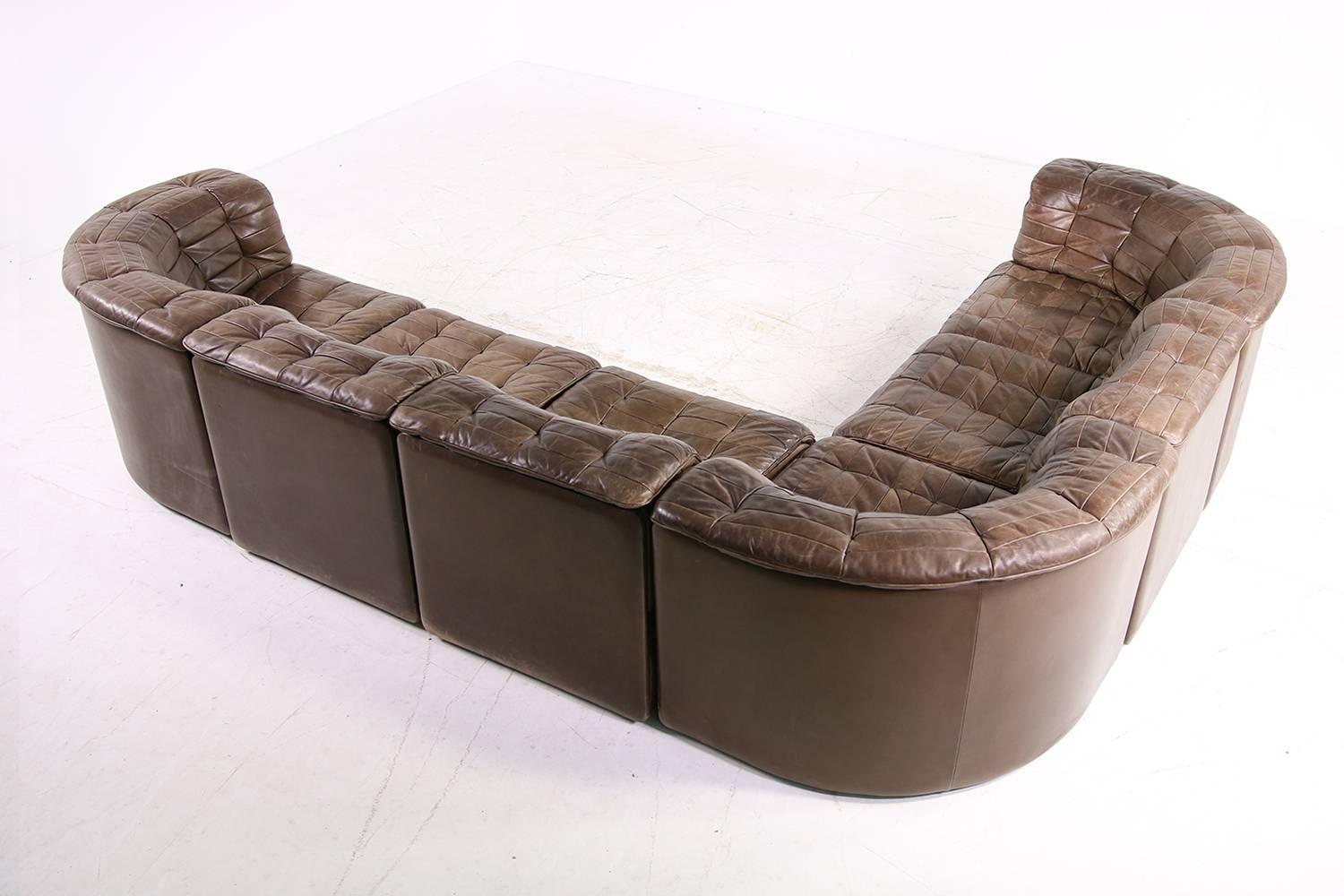 1970s Vintage De Sede DS 11 Modular Patchwork Leather Lounge Sofa  In Excellent Condition In Hamminkeln, DE