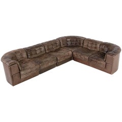1970er Jahre Vintage De Sede DS 11 Modular Patchwork Leder Lounge Sofa