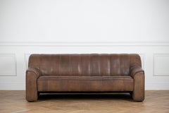 1970s Vintage De Sede DS 44 Three-Seat Sofa Brown Dark Cognac Buffalo Leather