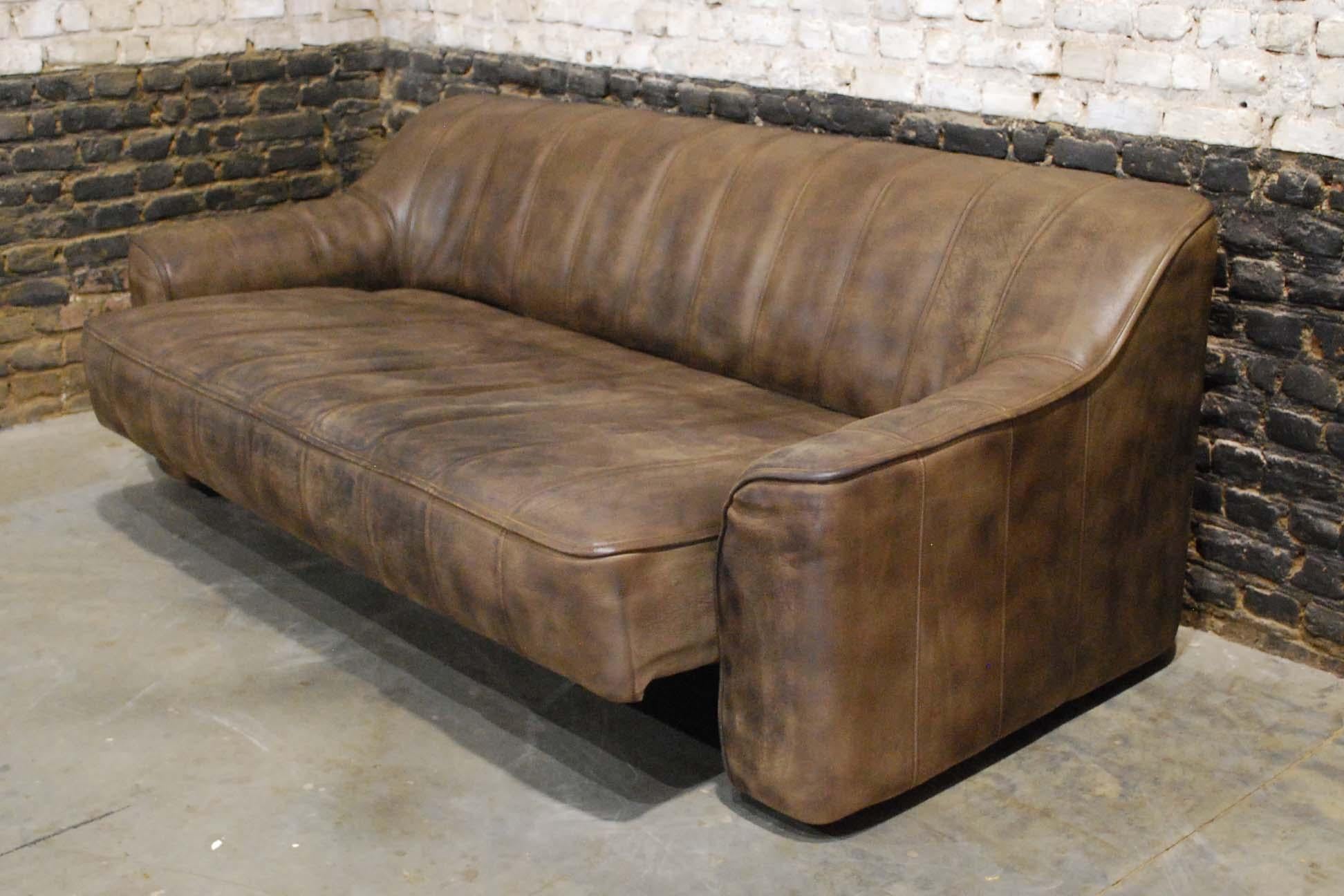 1970s Vintage De Sede DS44 Living Room Sofa Set in Soft Brown Leather 12