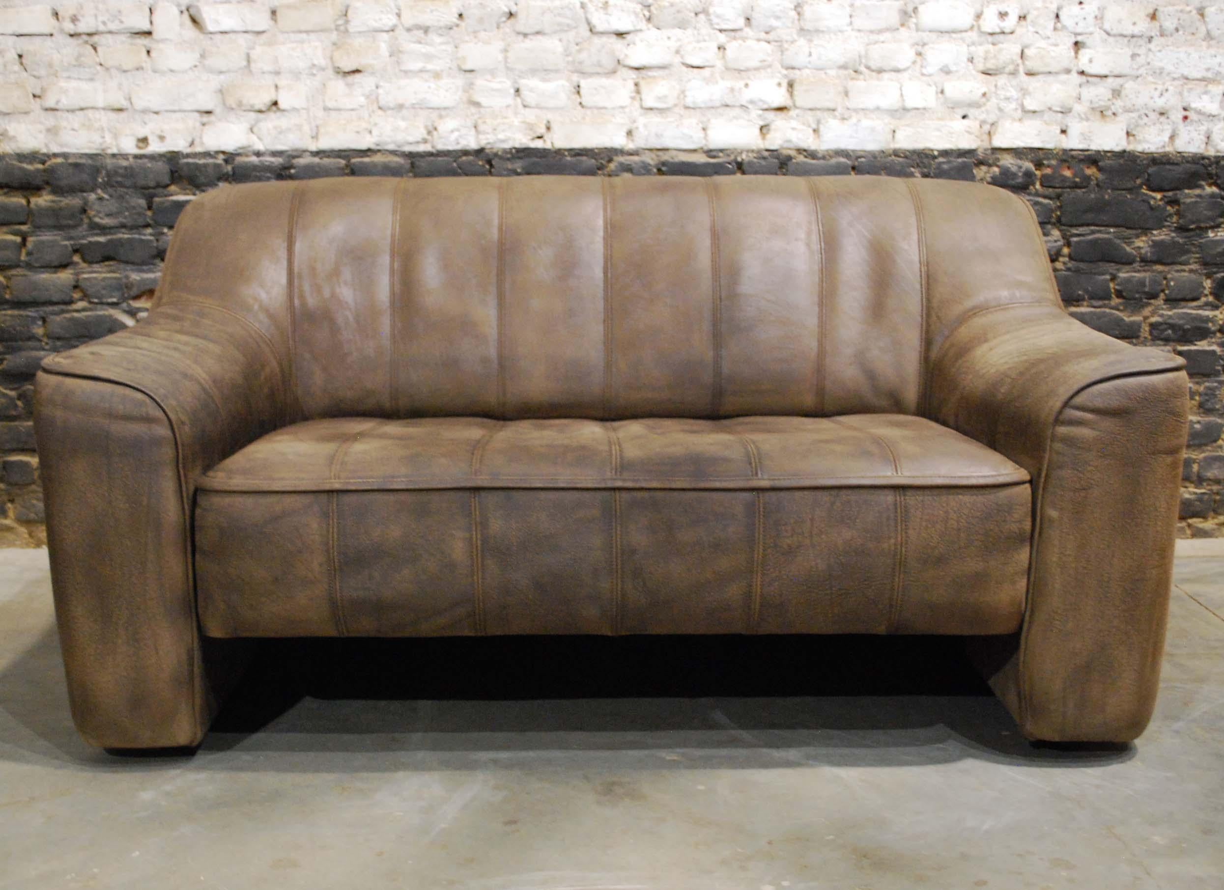 Swiss 1970s Vintage De Sede DS44 Living Room Sofa Set in Soft Brown Leather