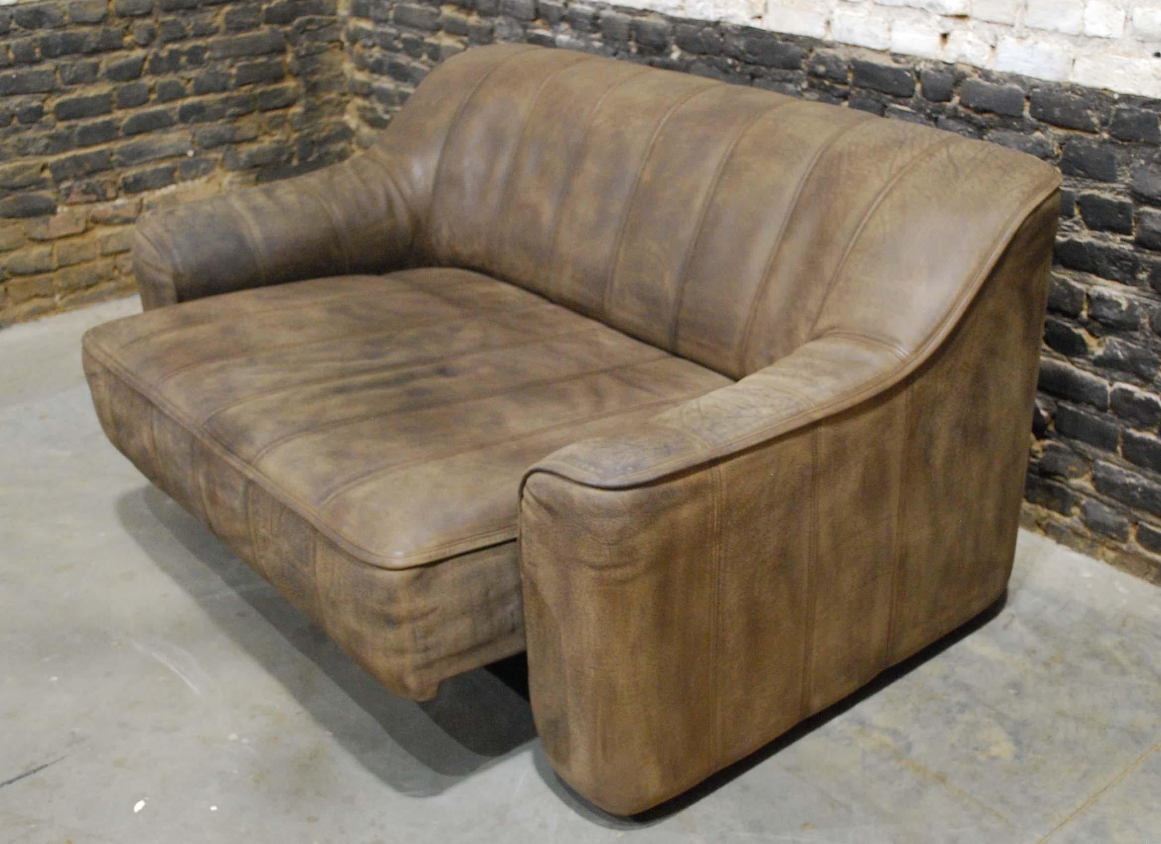 1970s Vintage De Sede DS44 Living Room Sofa Set in Soft Brown Leather 1
