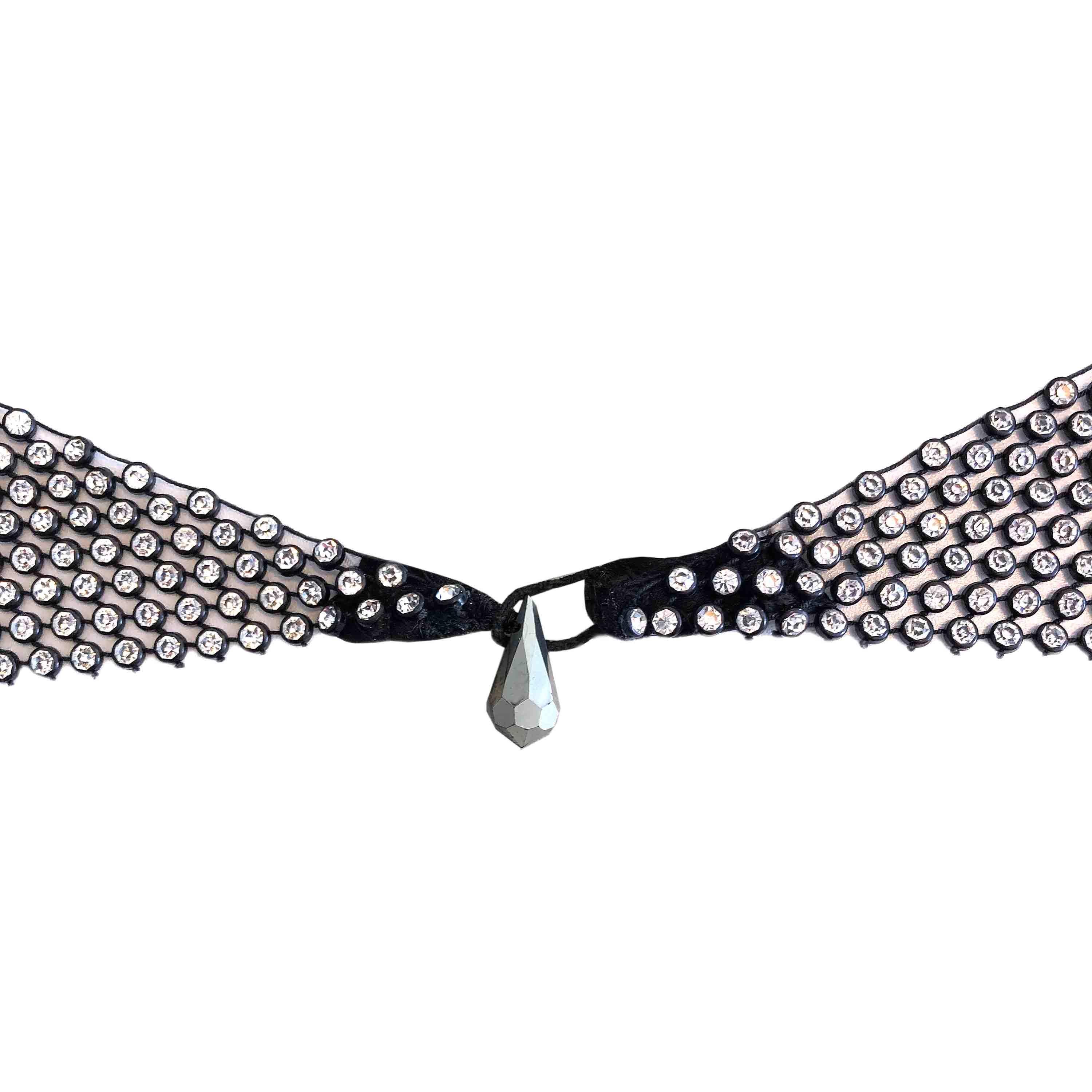 Women's 1970s Vintage - Necklace + Belt Set - Diamante Rhinestone - Cowl Neck  For Sale