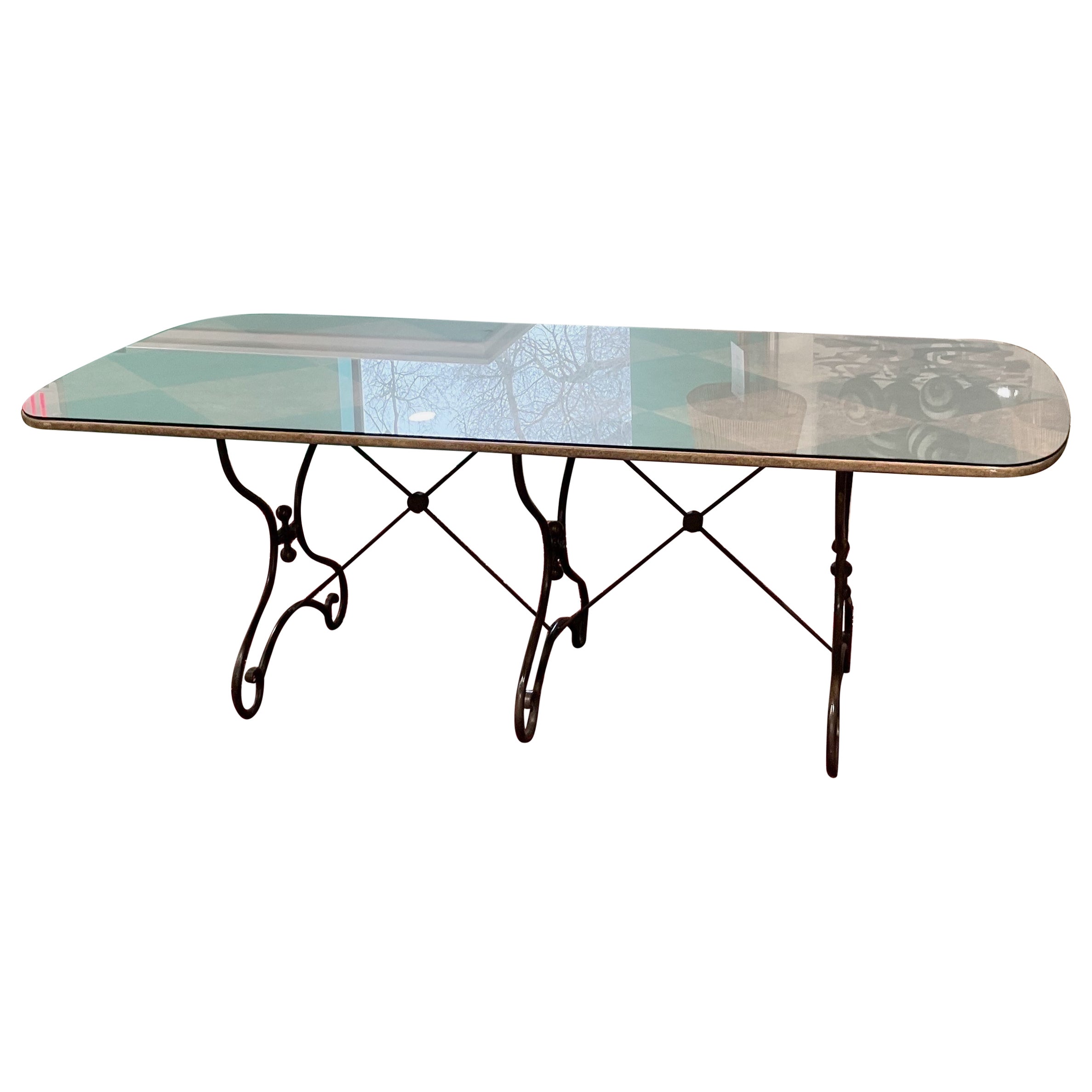 1970s Vintage Drexel European Themes French Country Iron Base Bistro Table