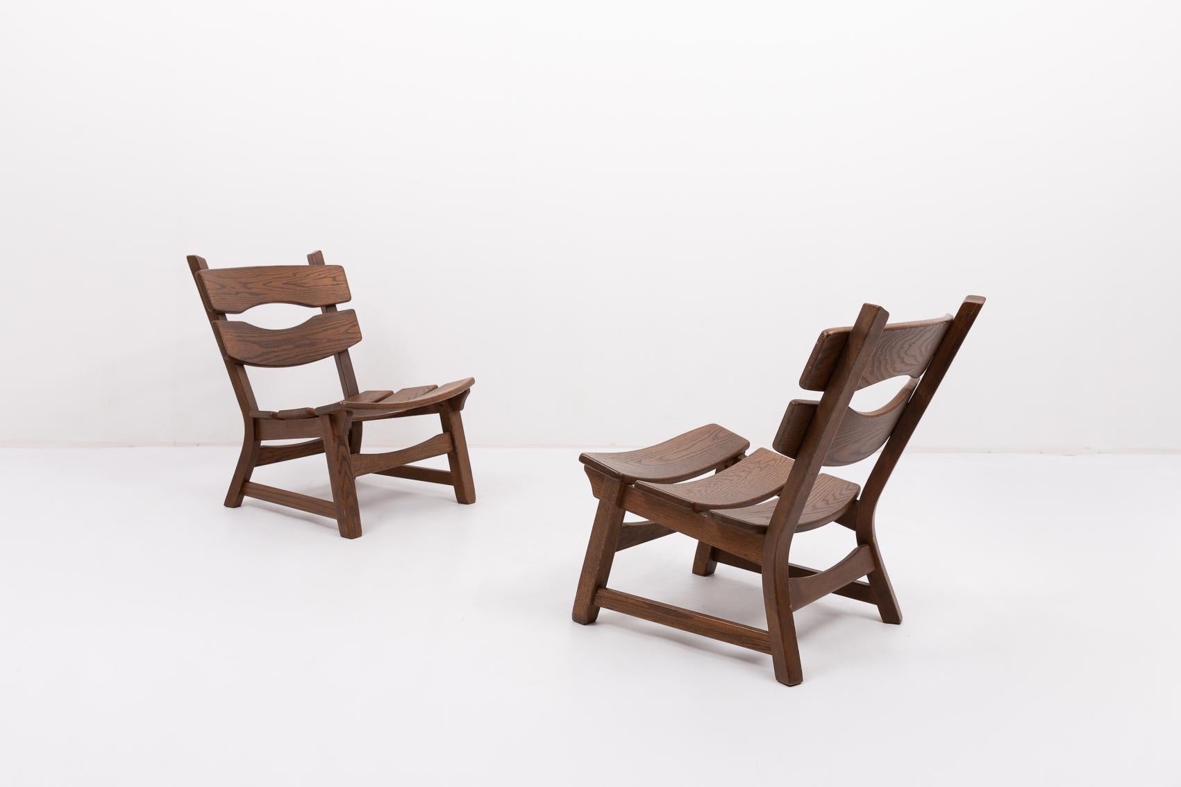 1970’s Vintage Dutch design stained oak chairs by Dittmann & Co for AWA For Sale 2