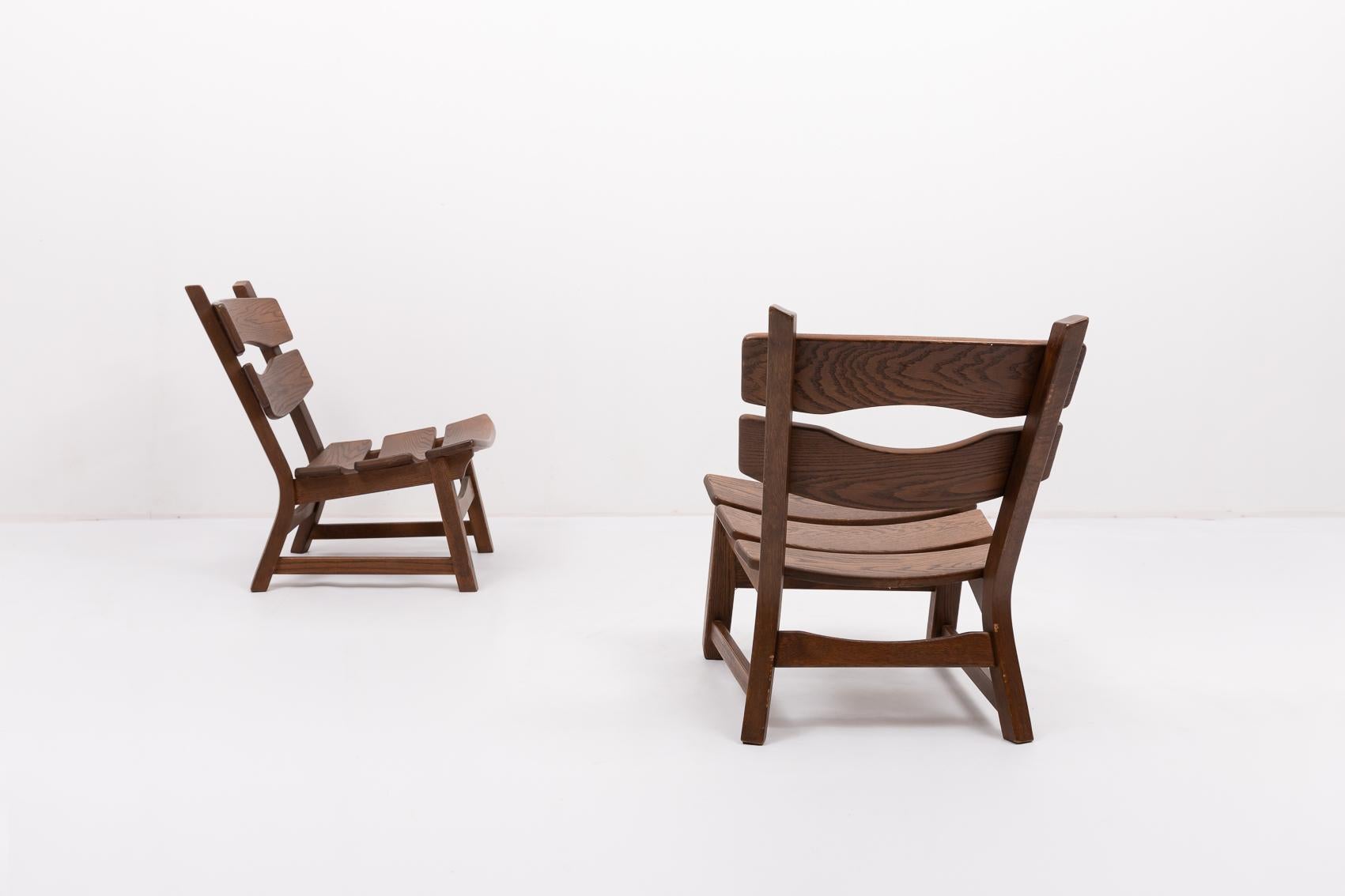 Chaises en chêne teinté design hollandais des années 1970 par Dittmann & Co pour AWA en vente 2