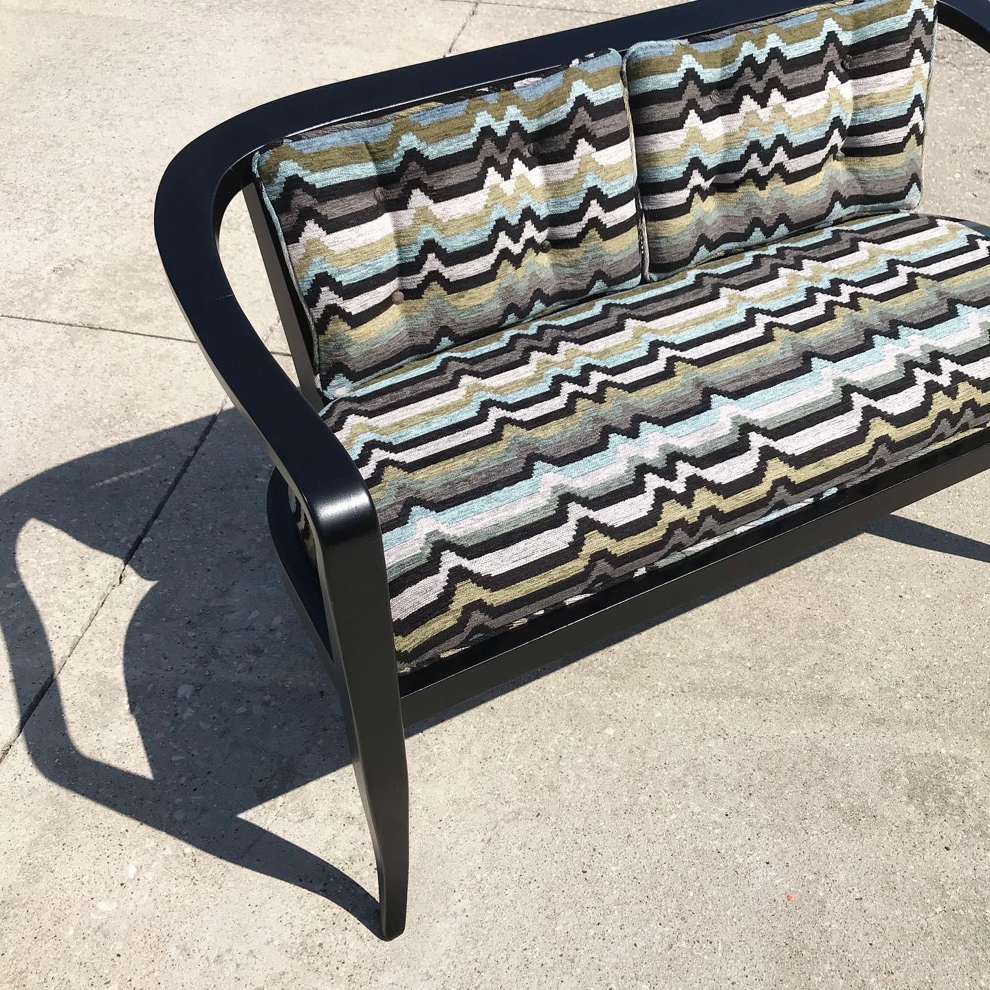 1970s Vintage Ebony Cane Bench In Excellent Condition In Arlington Heights, IL