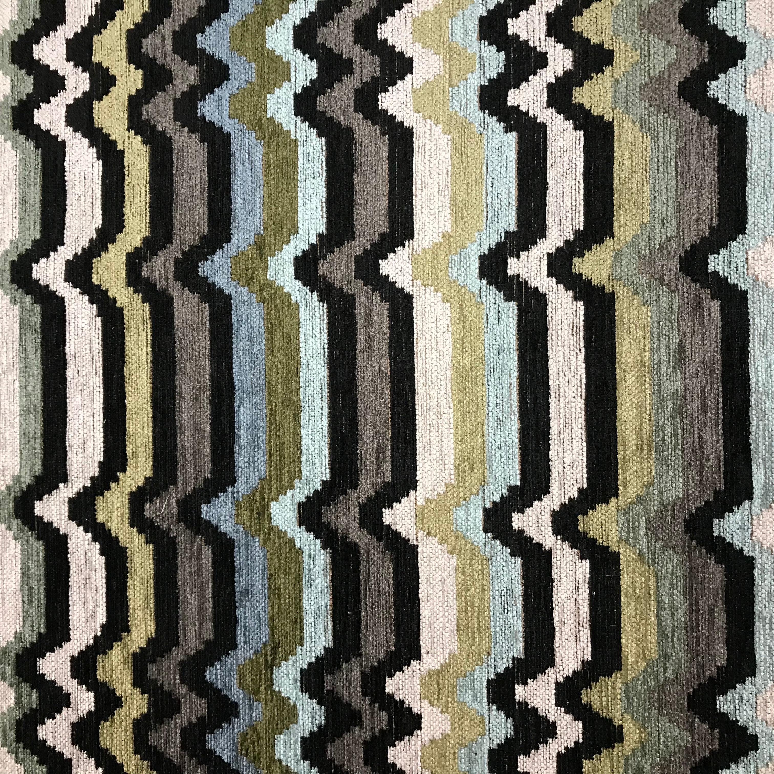 Fabric 1970s Vintage Ebony Cane Bench