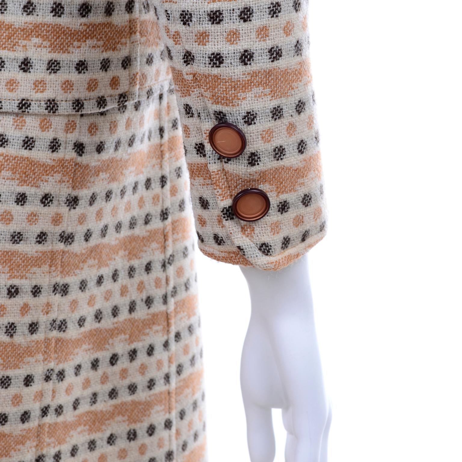 1970s Vintage Emanuel Ungaro Knit Dress & Jacket Suit in Orange & Gray Print 7