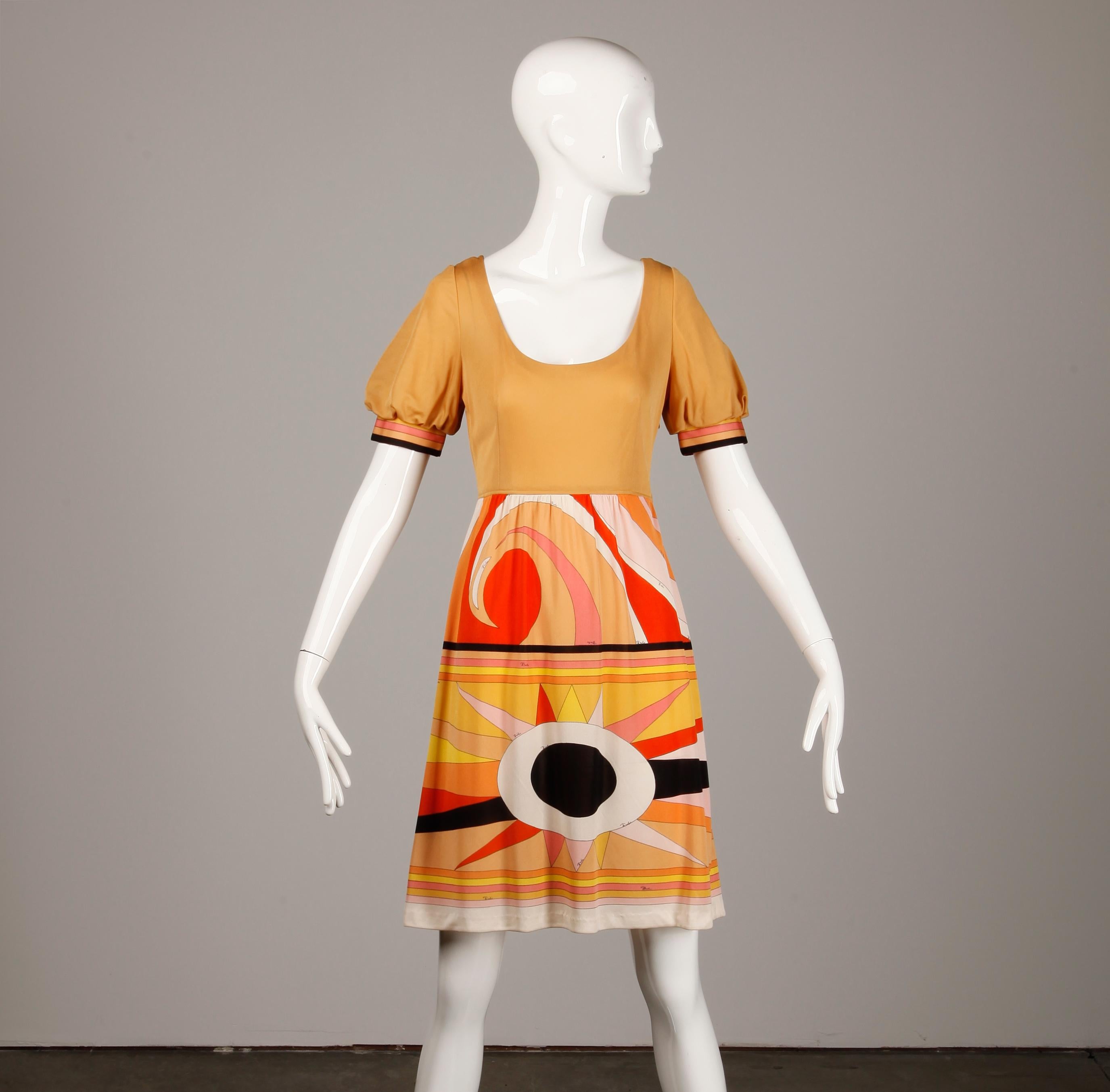 Women's 1970s Vintage Emilio Pucci Silk Jersey Knit Dress- Signed For Sale